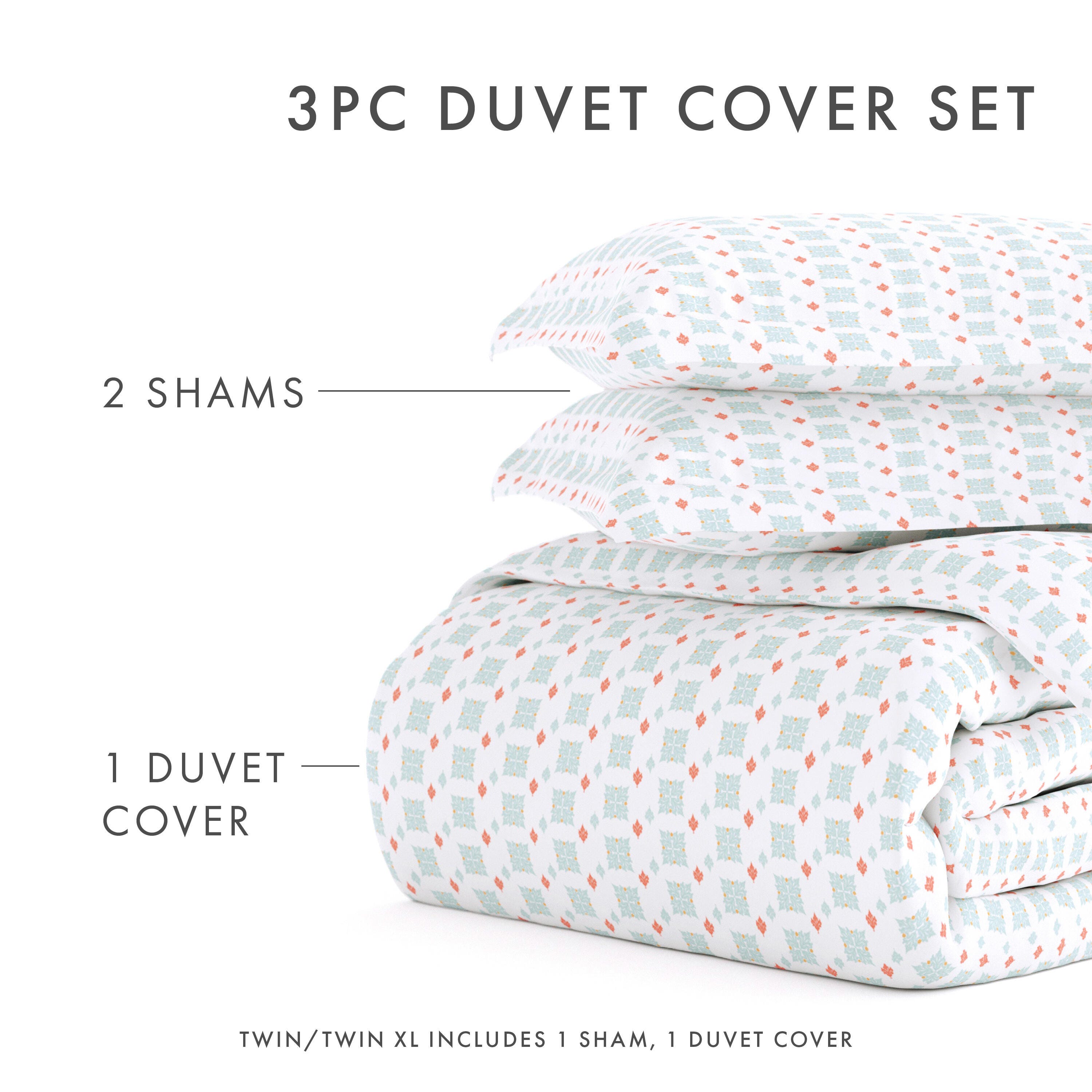 Microfiber 3-Piece King/California King Duvet Cover Set, Aqua, large