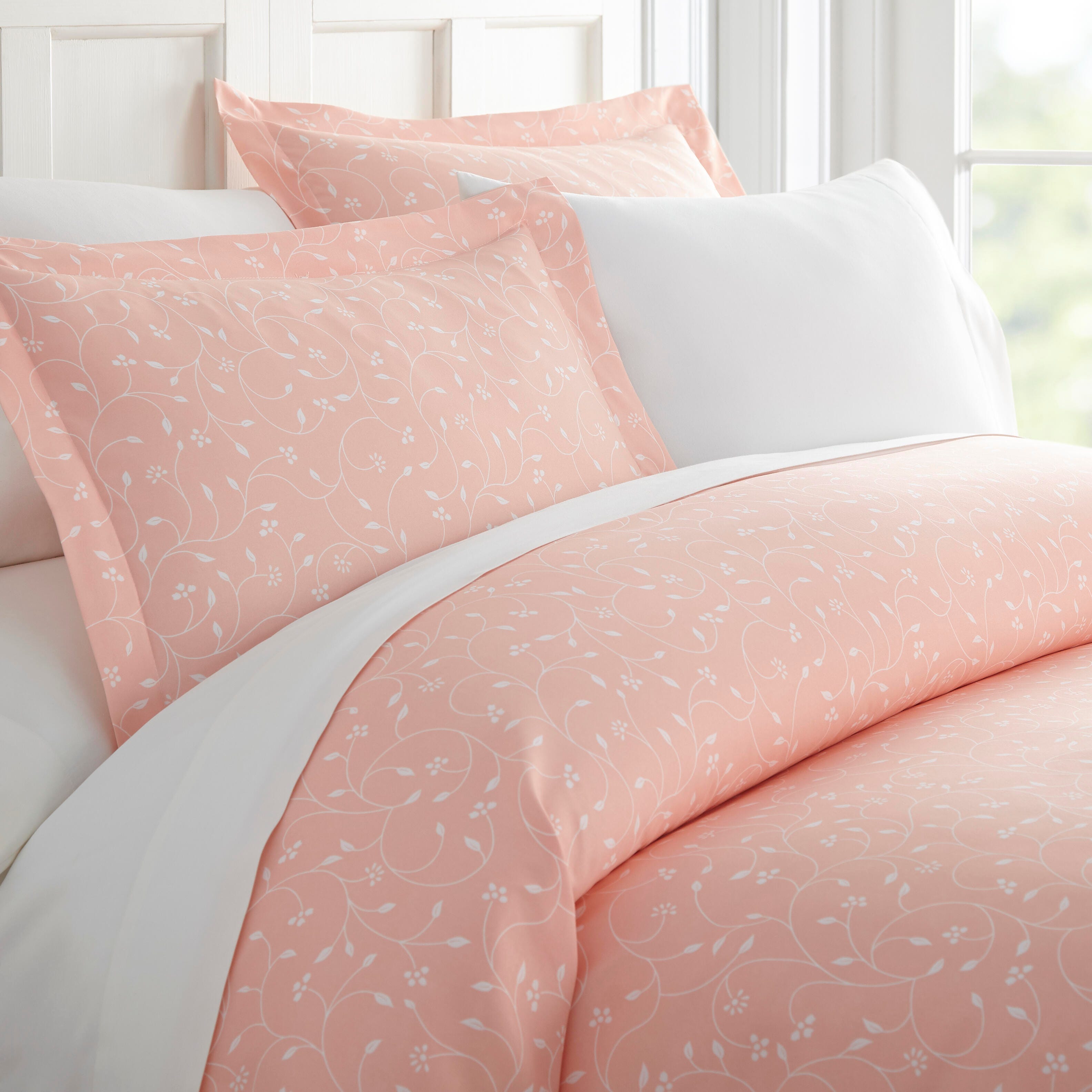 Flower Bud Patterned 3-Piece Twin/Twin XL Duvet Cover Set, Pink, large