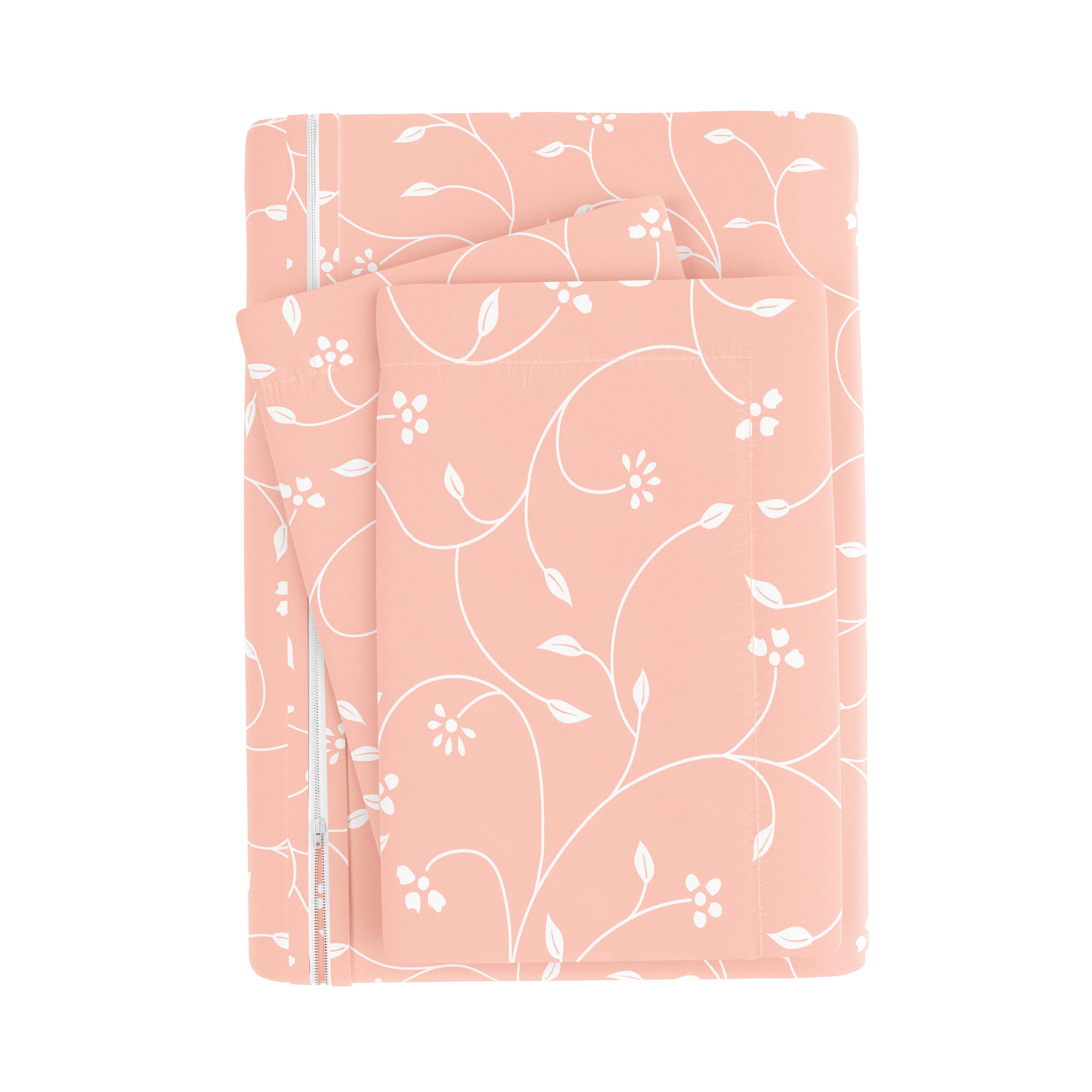 Flower Bud Patterned 3-Piece Twin/Twin XL Duvet Cover Set, Pink, large