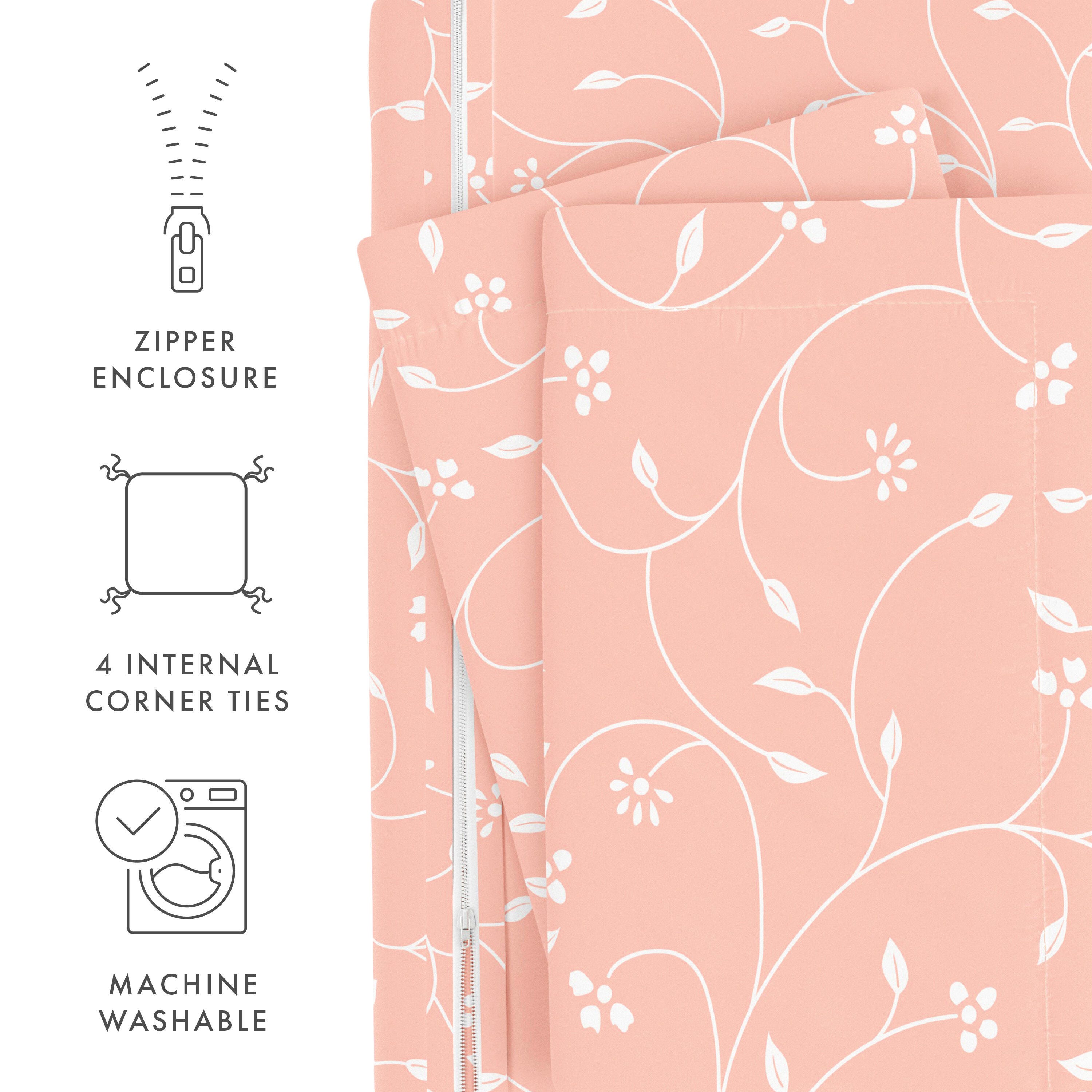 Flower Bud Patterned 3-Piece Twin/Twin XL Duvet Cover Set, Pink, large