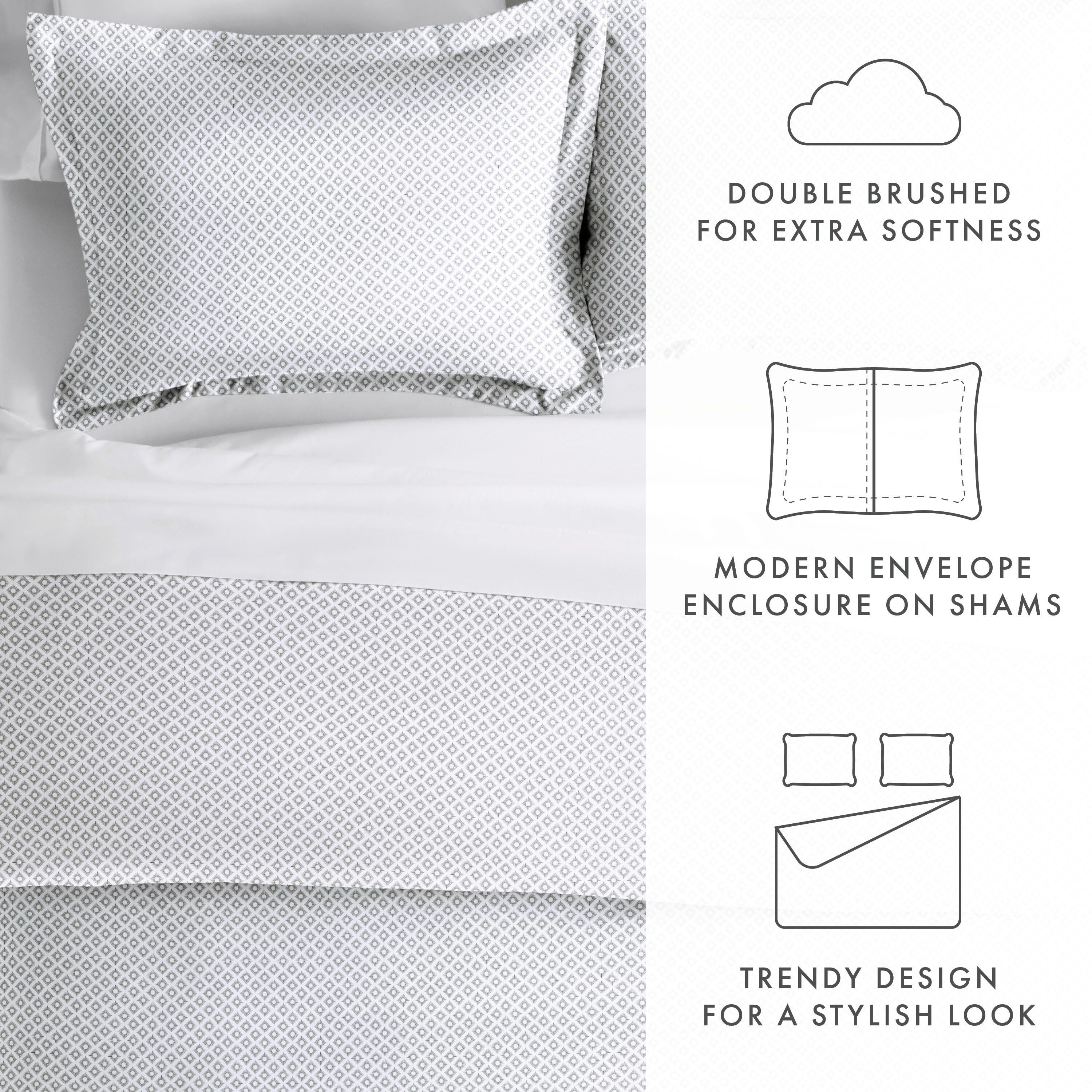 Microfiber 3-Piece Twin/Twin XL Duvet Cover Set, Gray, large