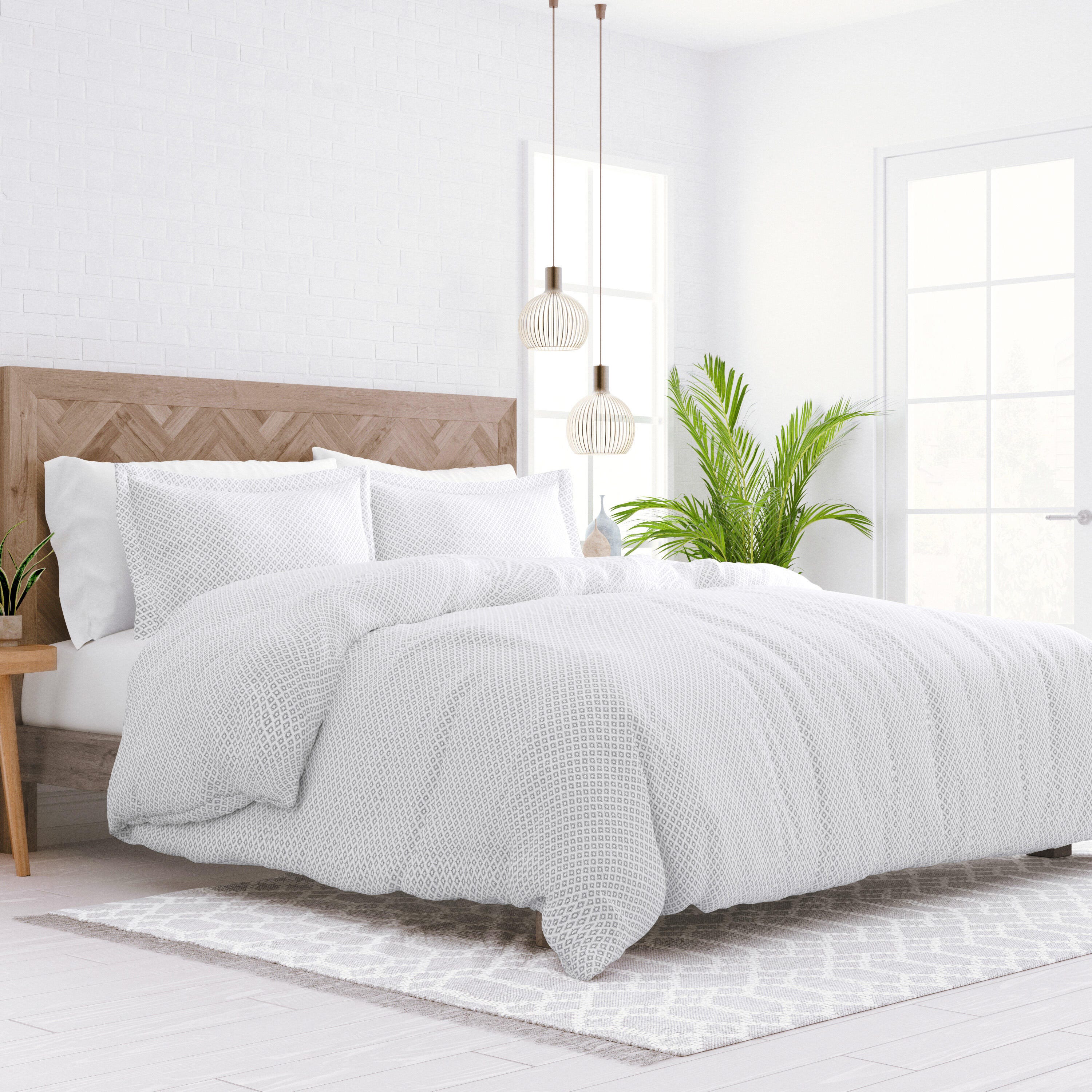 Microfiber 3-Piece King/California King Duvet Cover Set, Gray, large