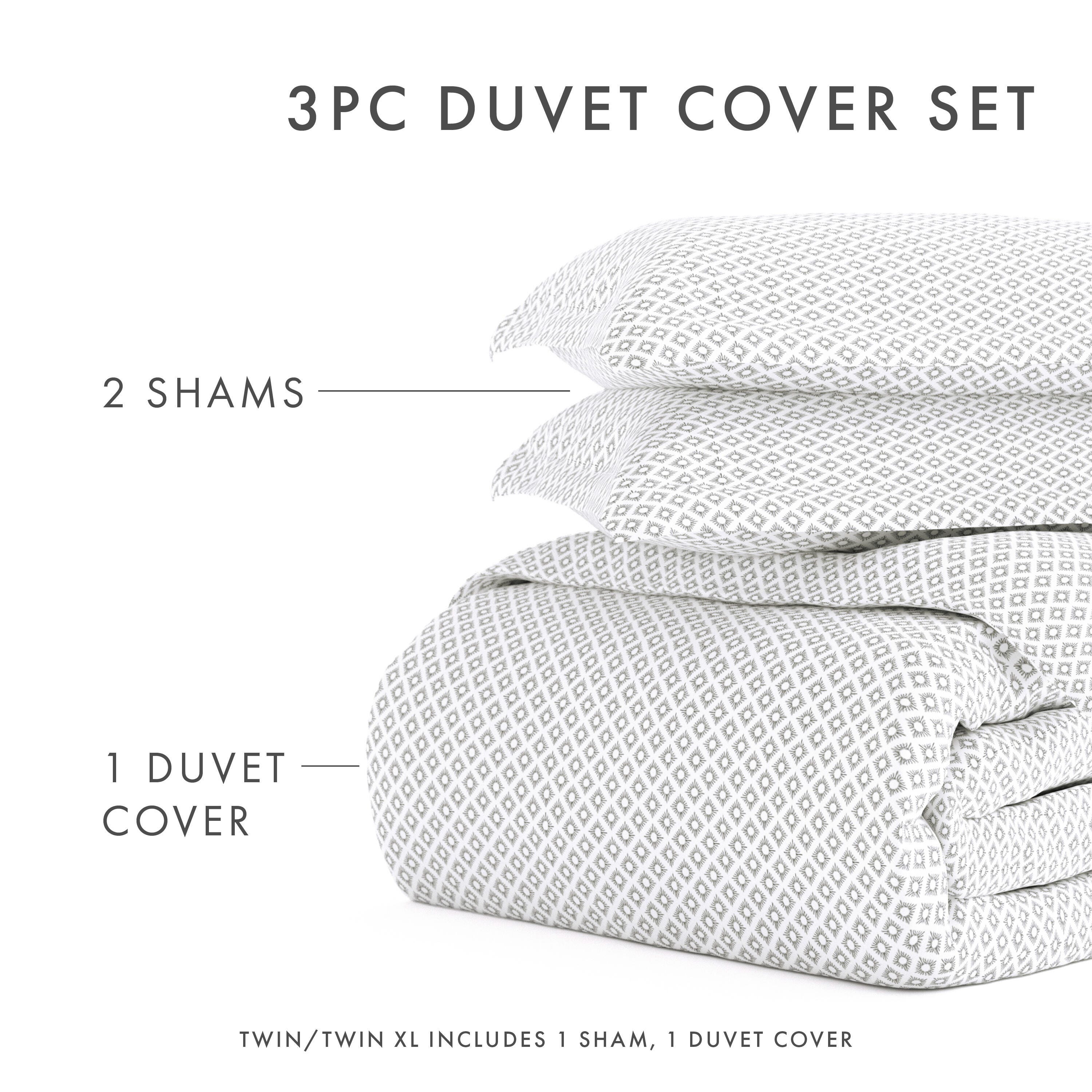 Microfiber 3-Piece King/California King Duvet Cover Set, Gray, large