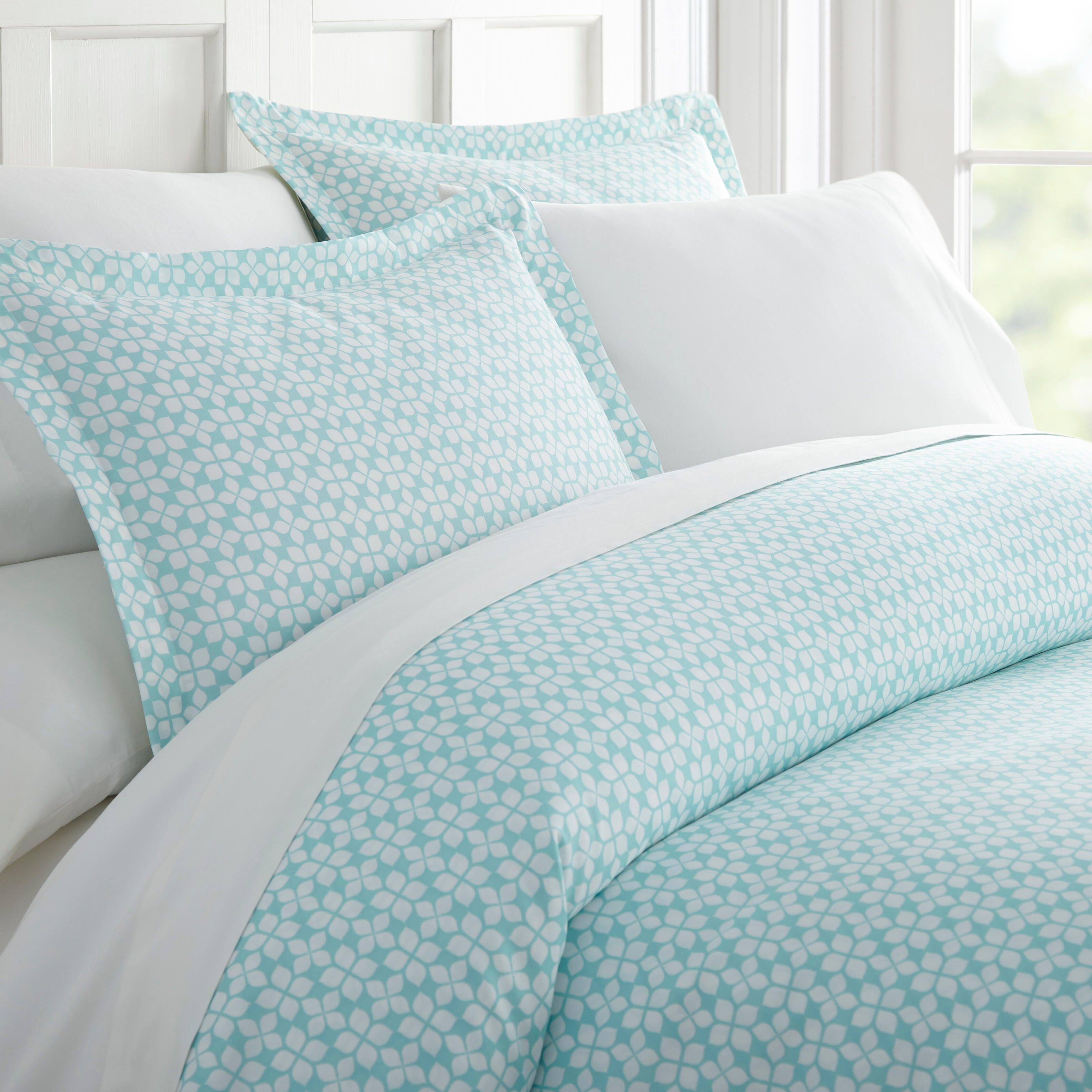 Starlight Patterned 3-Piece Full/Queen Duvet Cover Set, Aqua, large