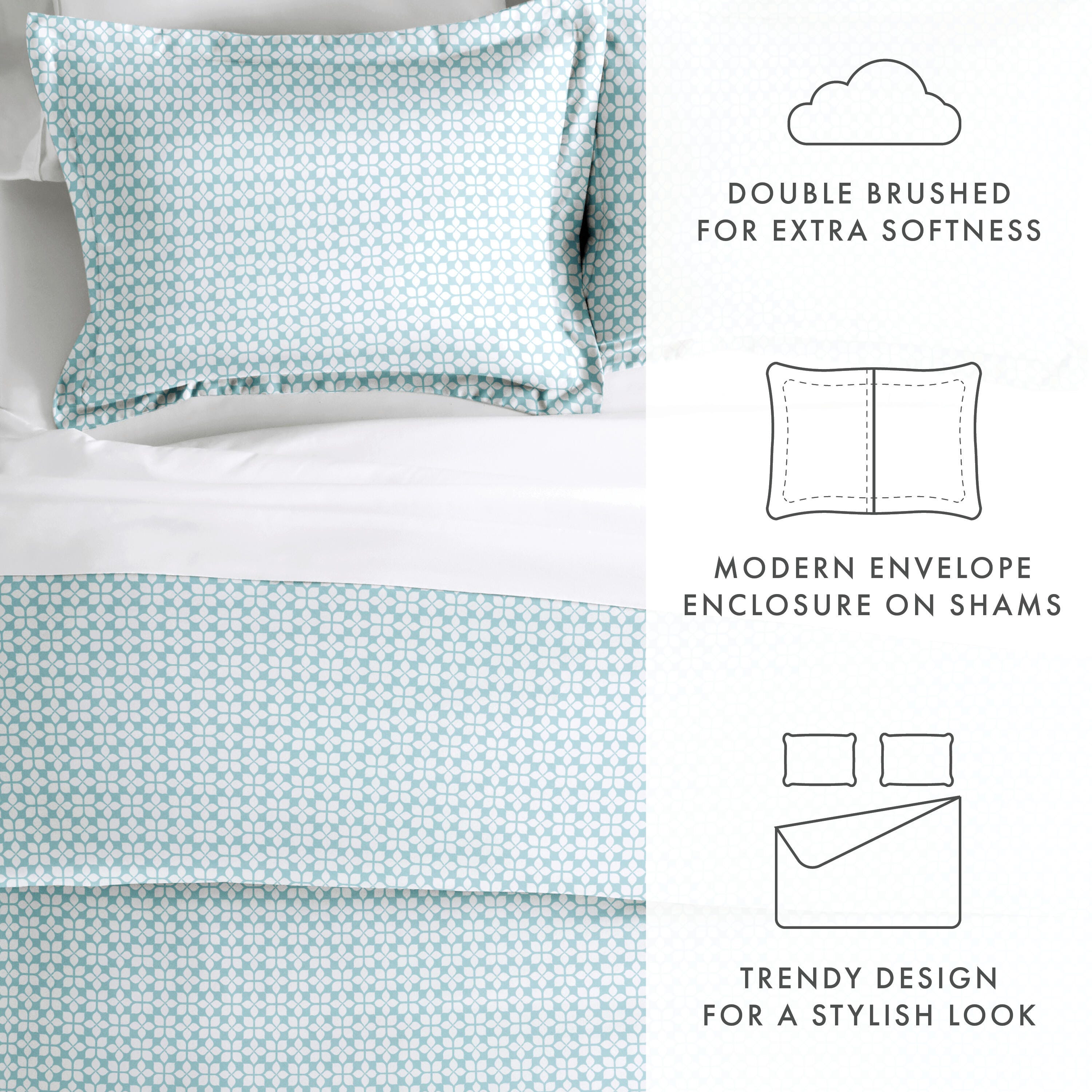 Starlight Patterned 3-Piece / Duvet Cover Set, Aqua, large