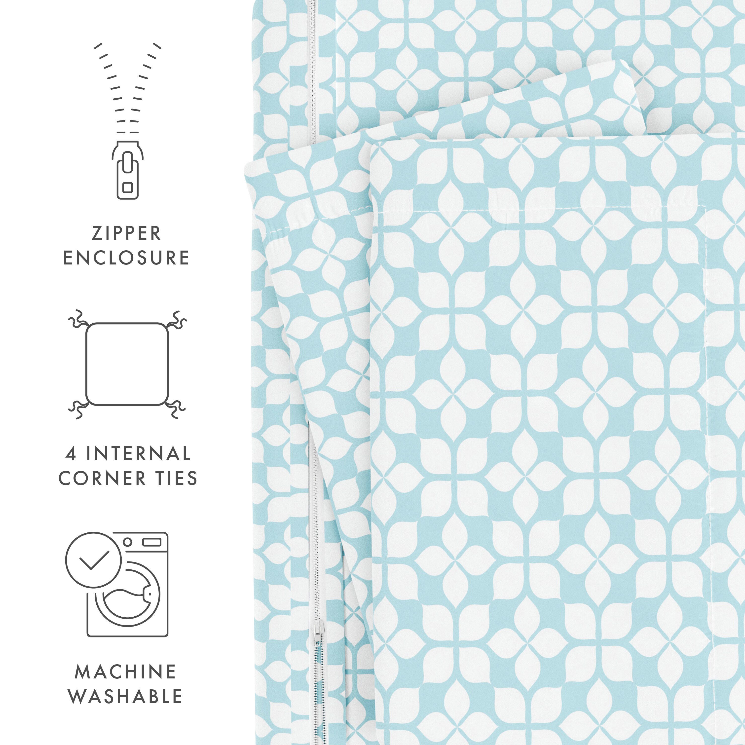Starlight Patterned 3-Piece King/California King Duvet Cover Set, Aqua, large