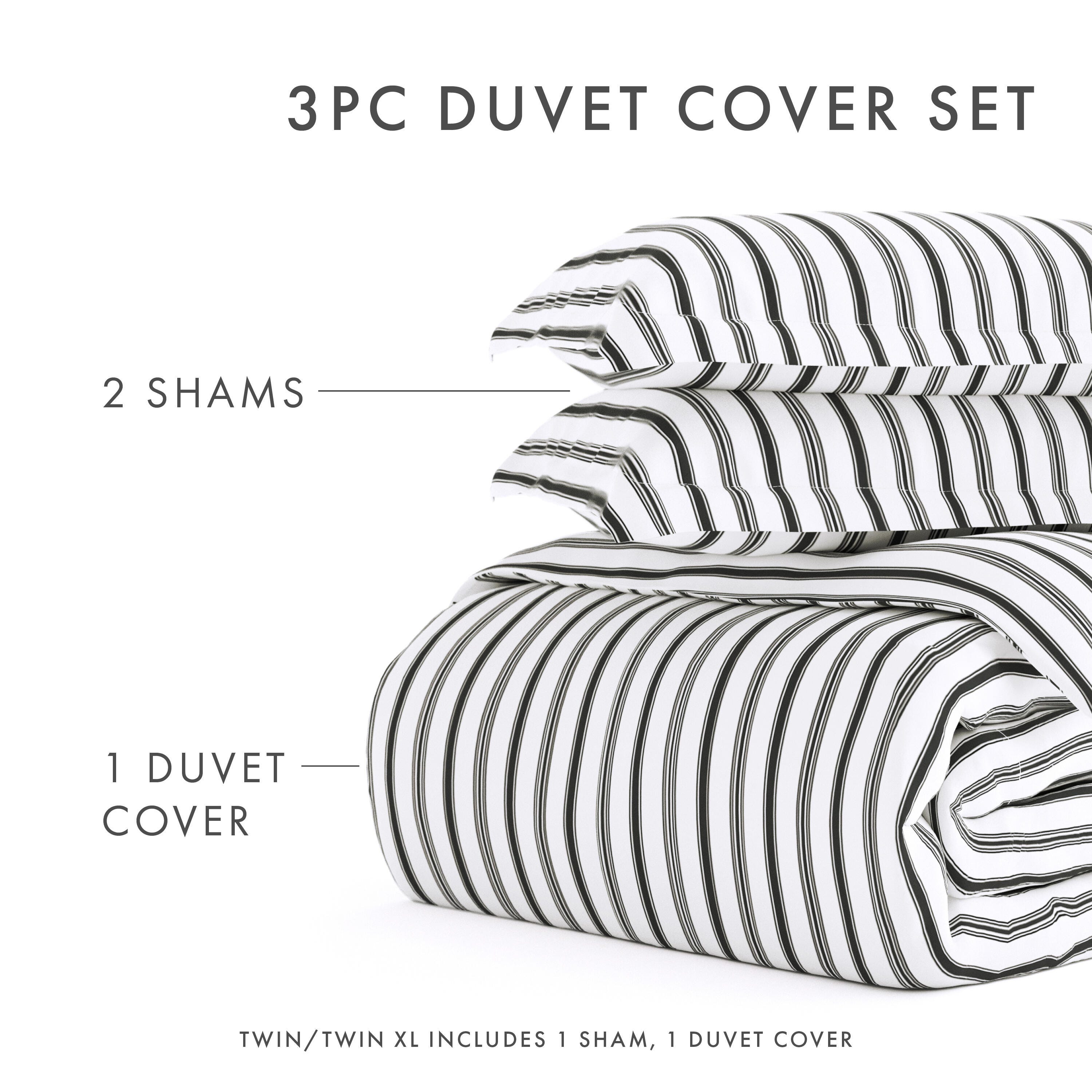 Microfiber 3-Piece Full/Queen Duvet Cover Set, Gray, large