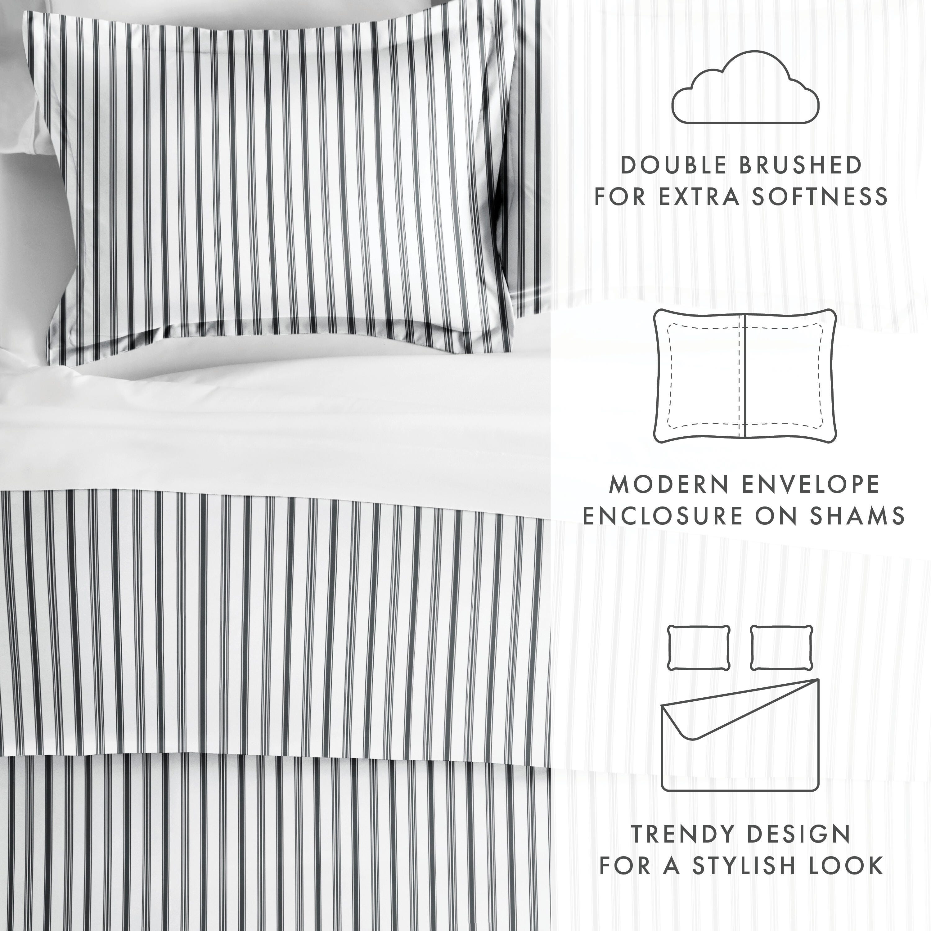Microfiber 3-Piece Full/Queen Duvet Cover Set, Gray, large