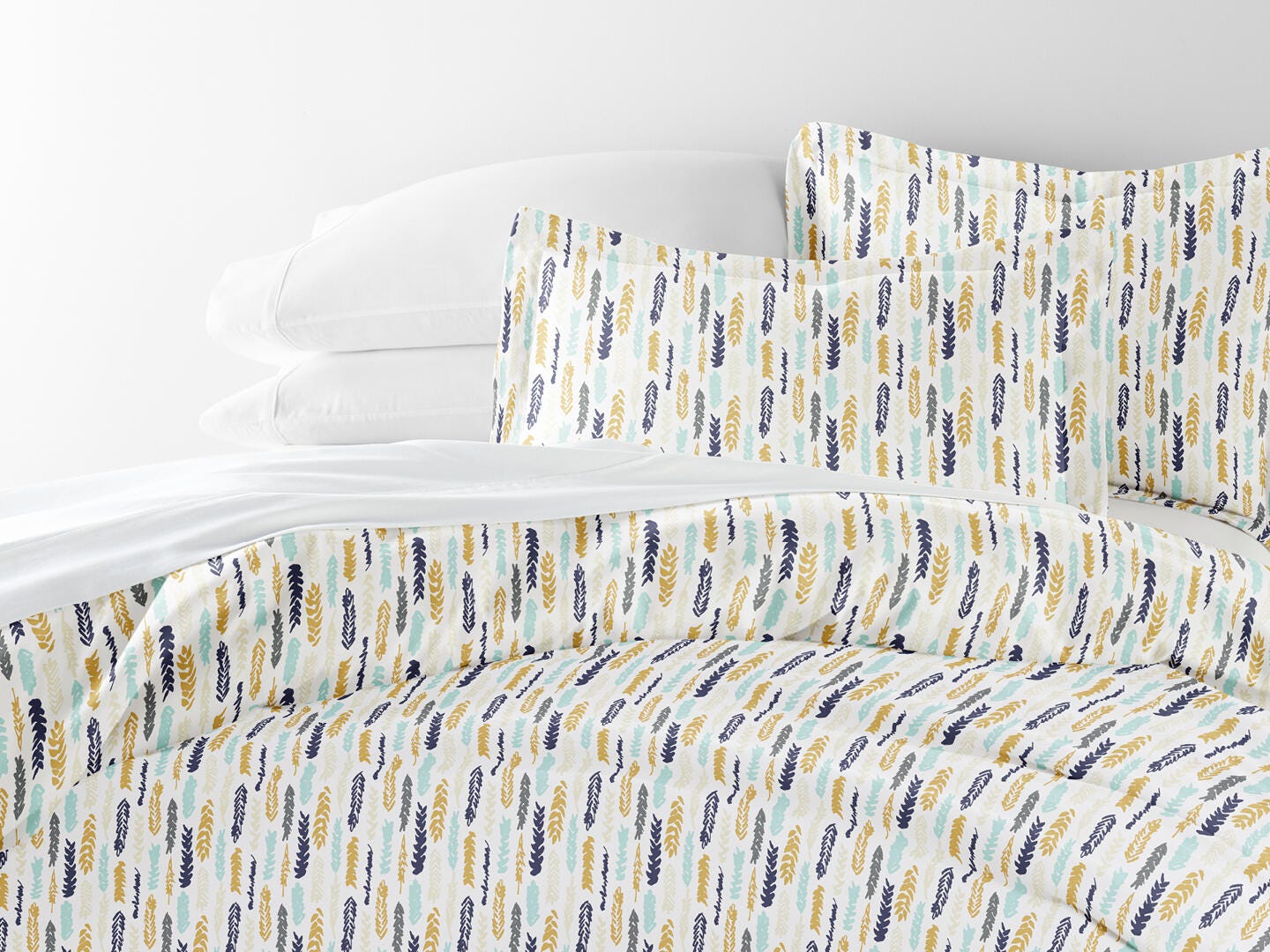 Feather Patterned 3-Piece Twin/Twin XL Duvet Cover Set, Navy, large