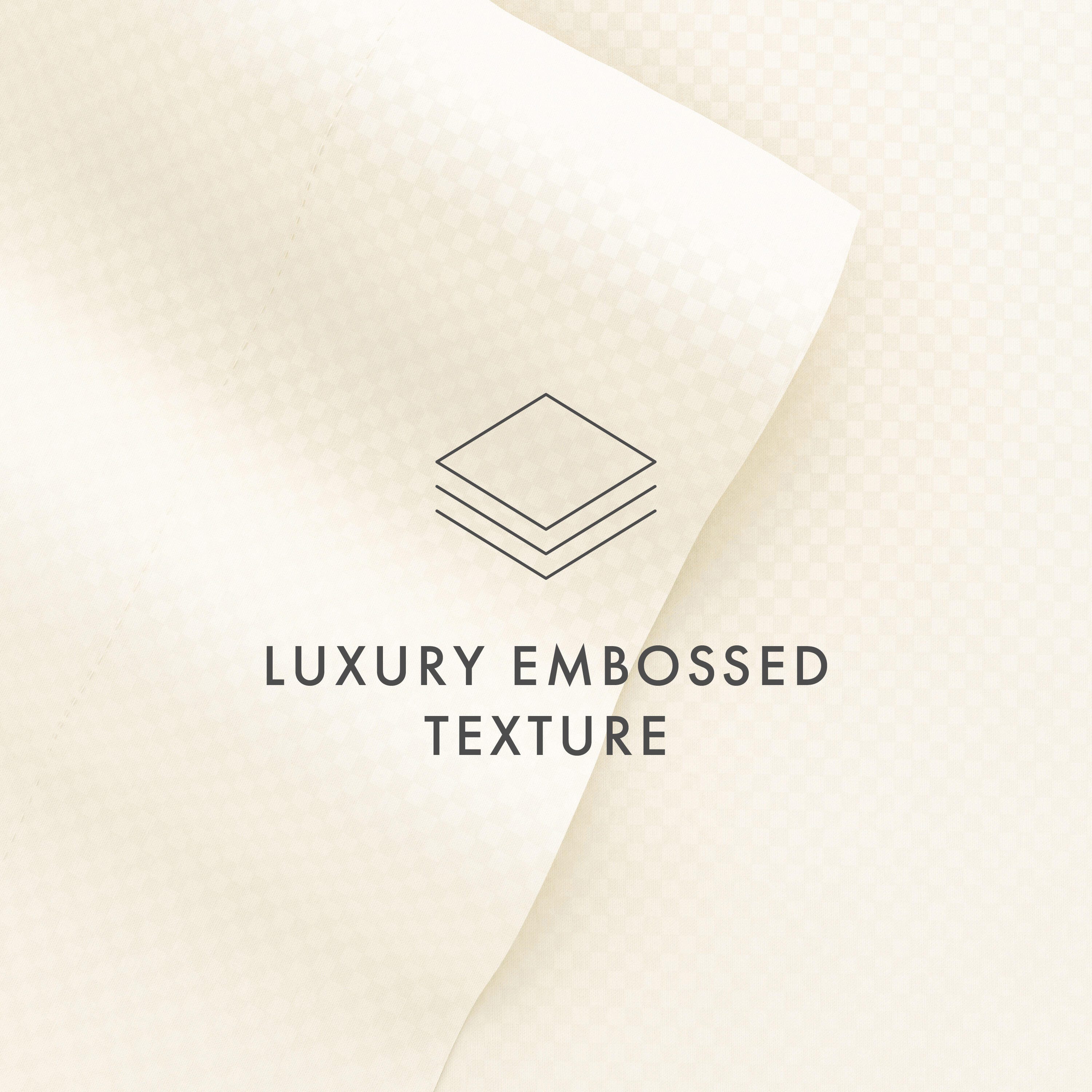 Checkered Embossed 4-Piece California King Sheet Set, Ivory, large