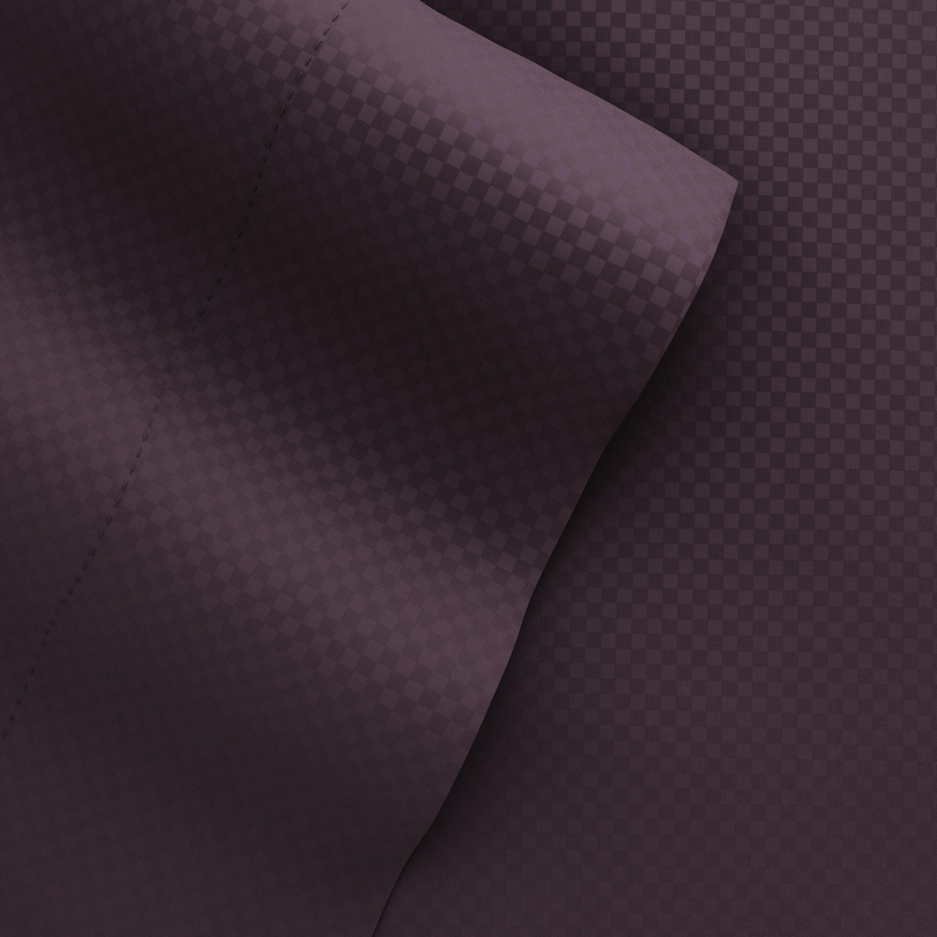 Checkered Embossed 4-Piece California King Sheet Set, Purple, large