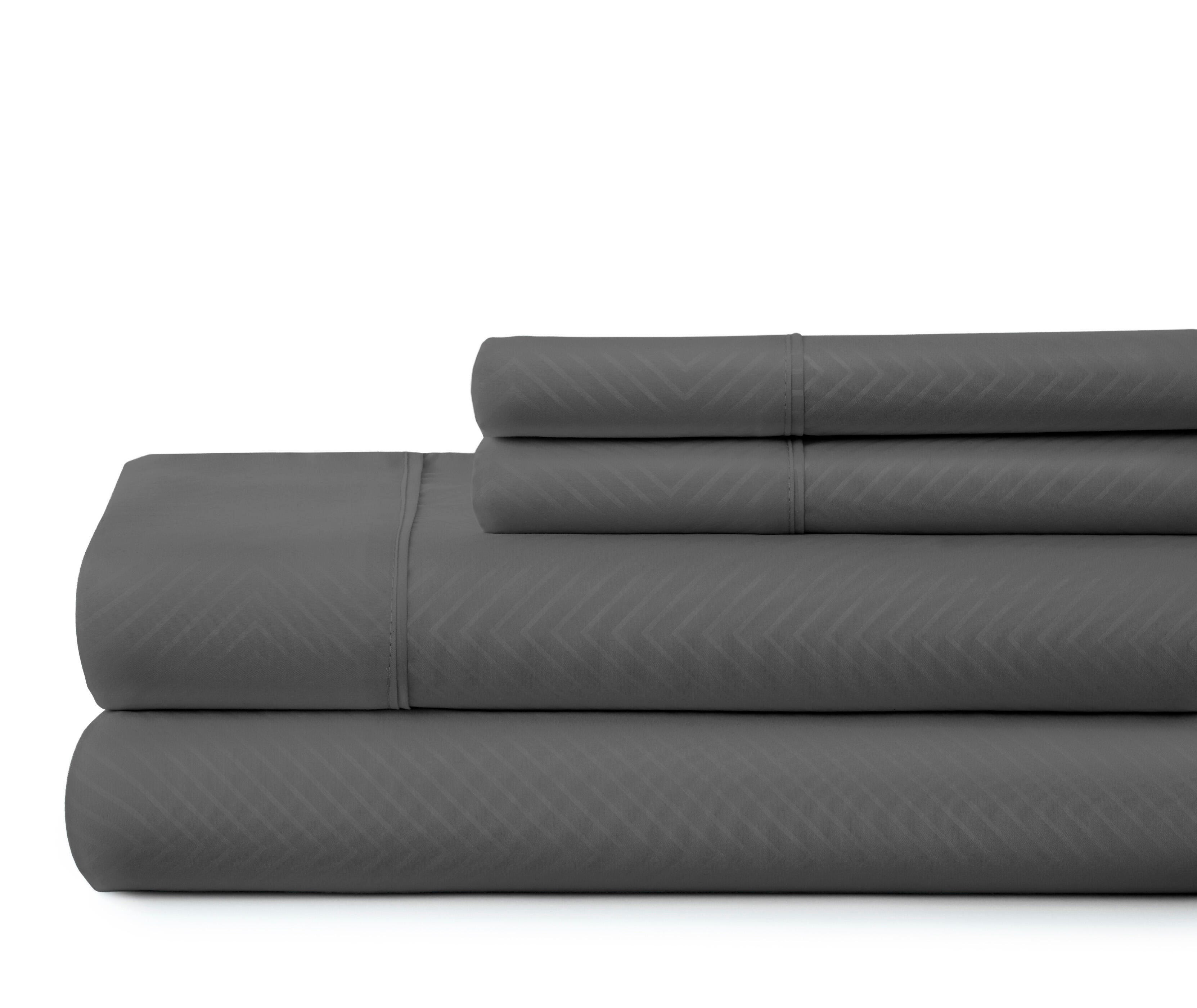 Checkered Embossed 4-Piece Full Sheet Set, Ivory, large
