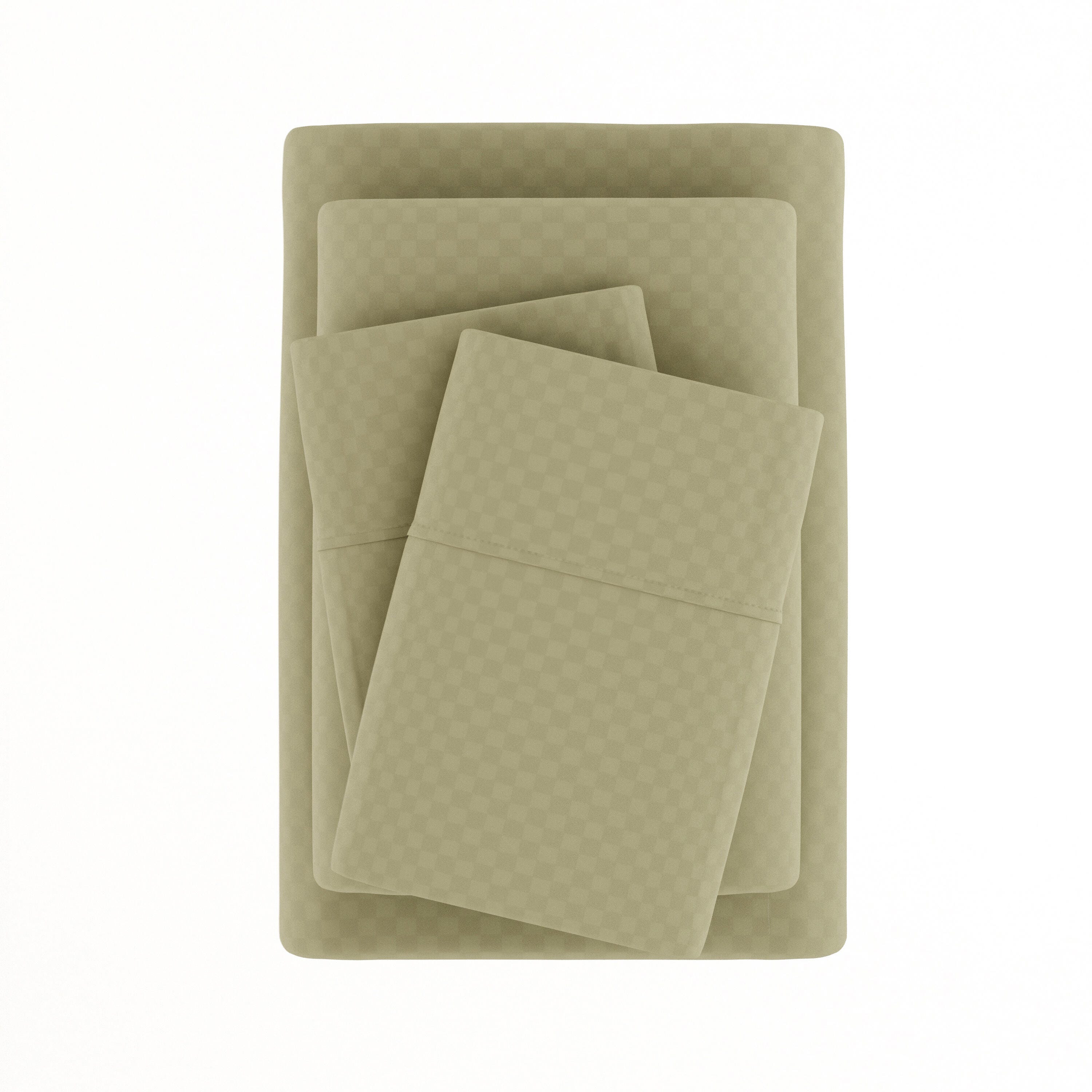 Checkered Embossed 4-Piece Full Sheet Set, Sage, large