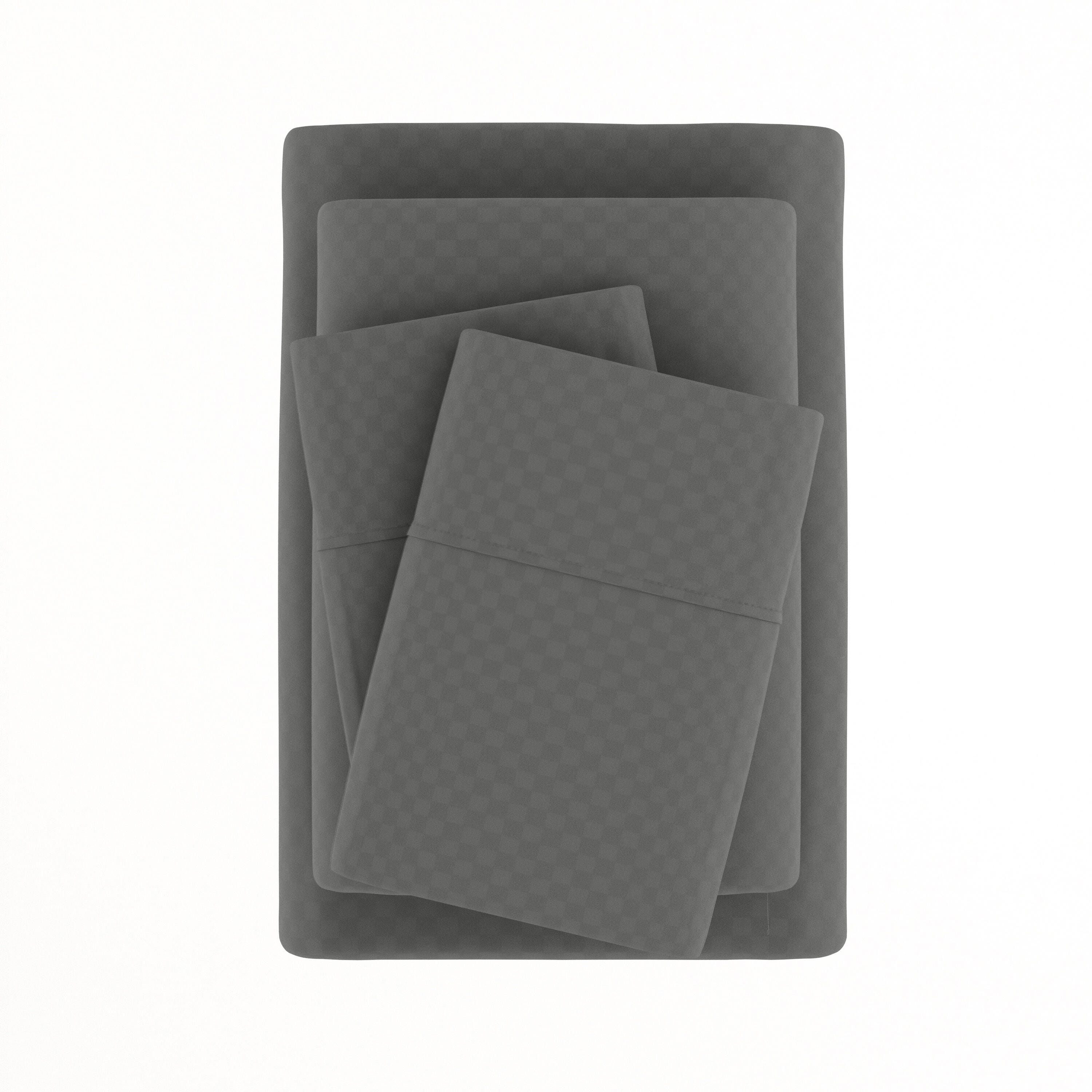 Checkered Embossed 4-Piece Queen Sheet Set, Gray, large