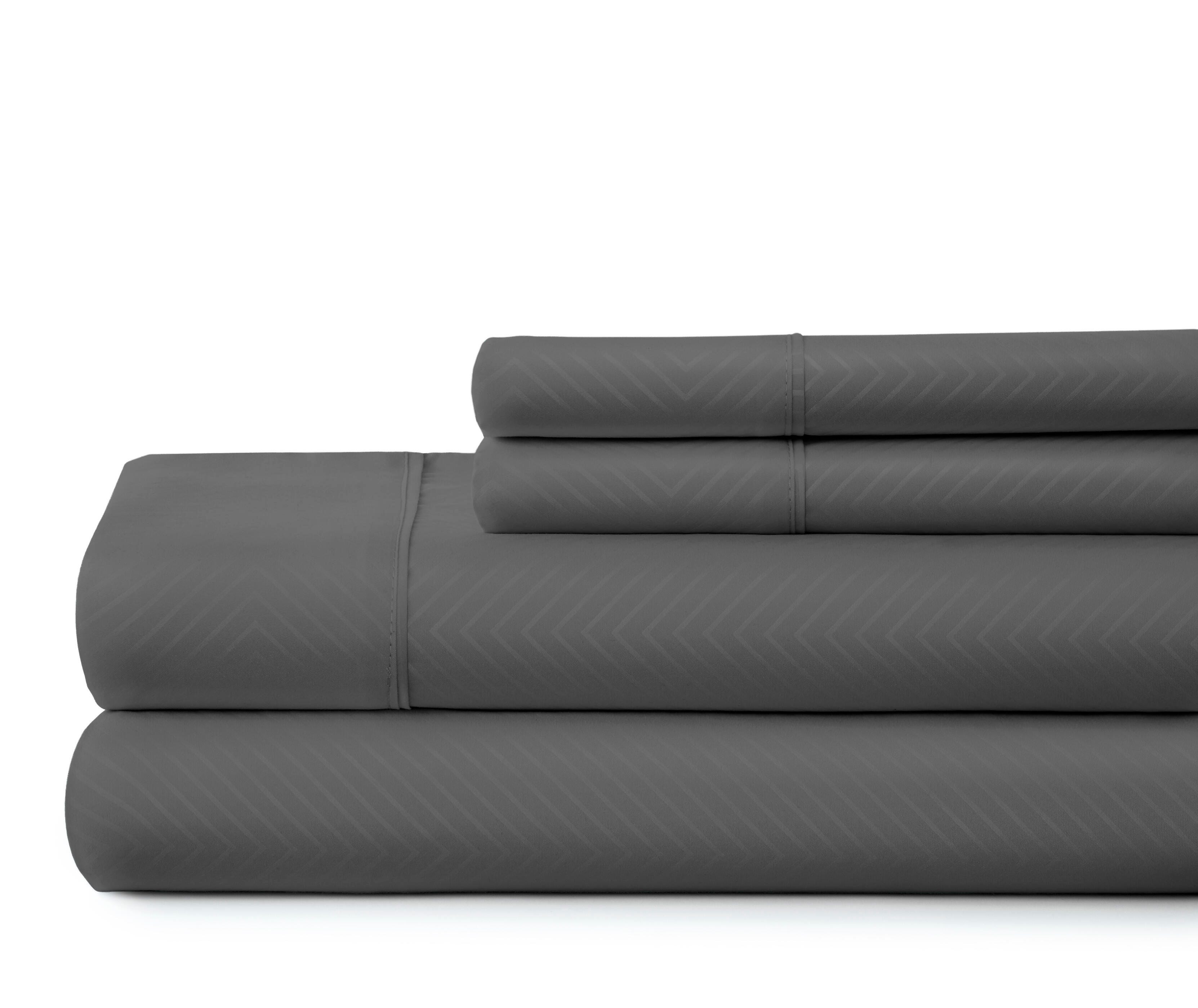 Checkered Embossed 4-Piece Twin Sheet Set, Ivory, large