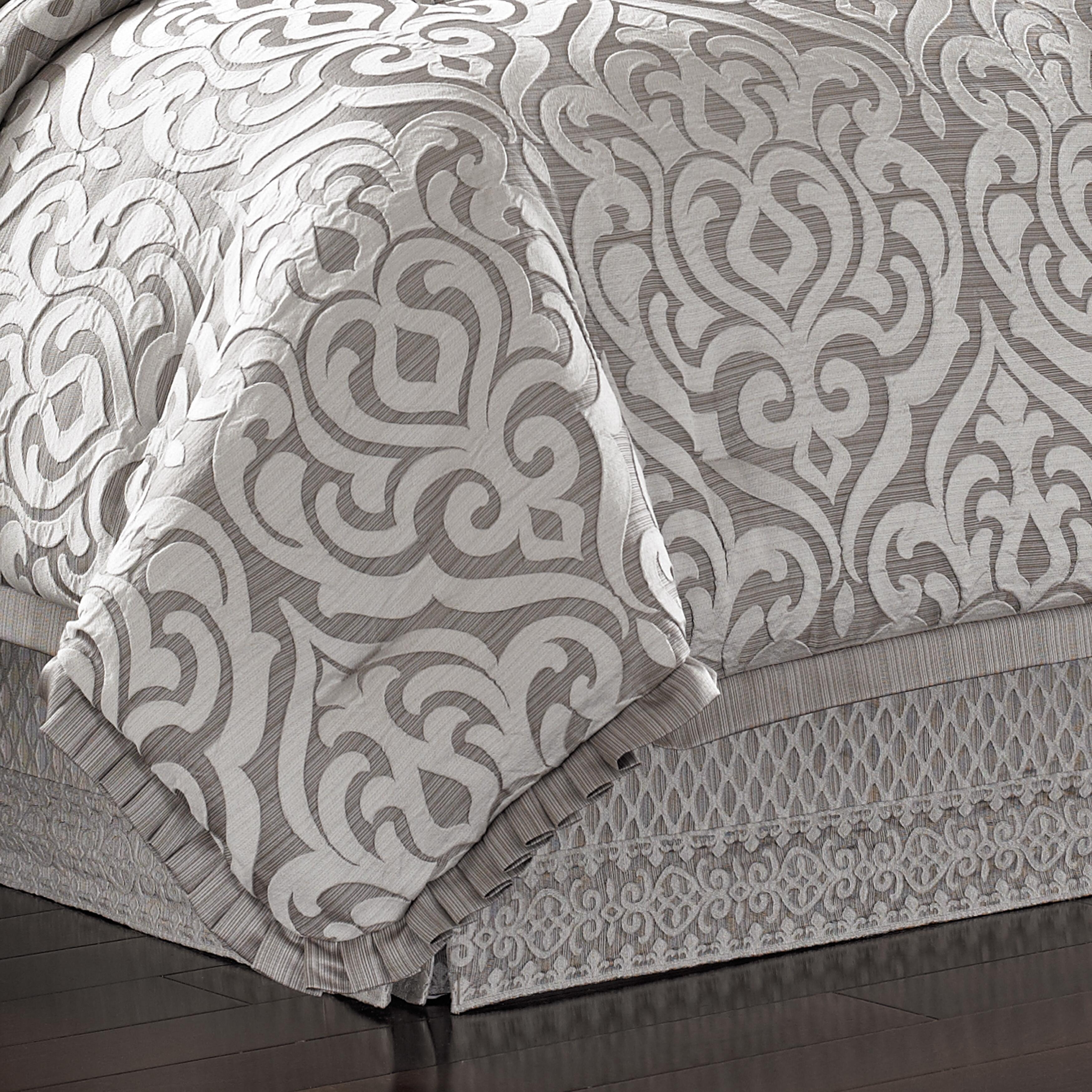 J.Queen New York Luxembourg Silver 4 Piece Piece Comforter Set, Silver, rollover
