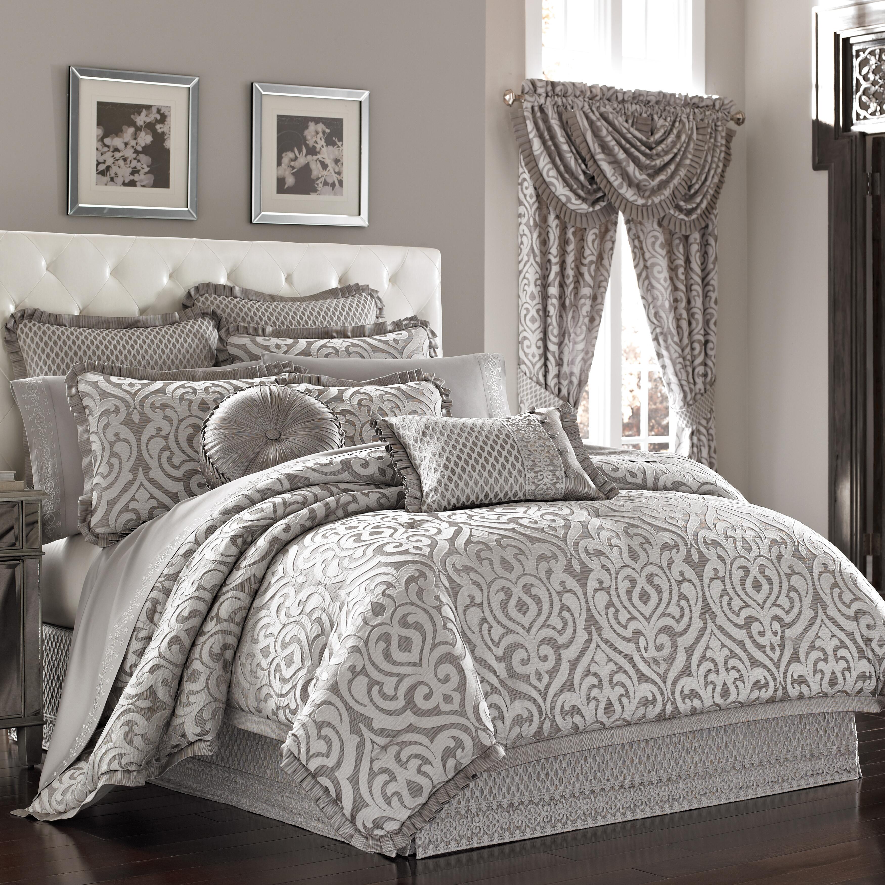 J.Queen New York Luxembourg Silver 4 Piece Piece Comforter Set, Silver, large