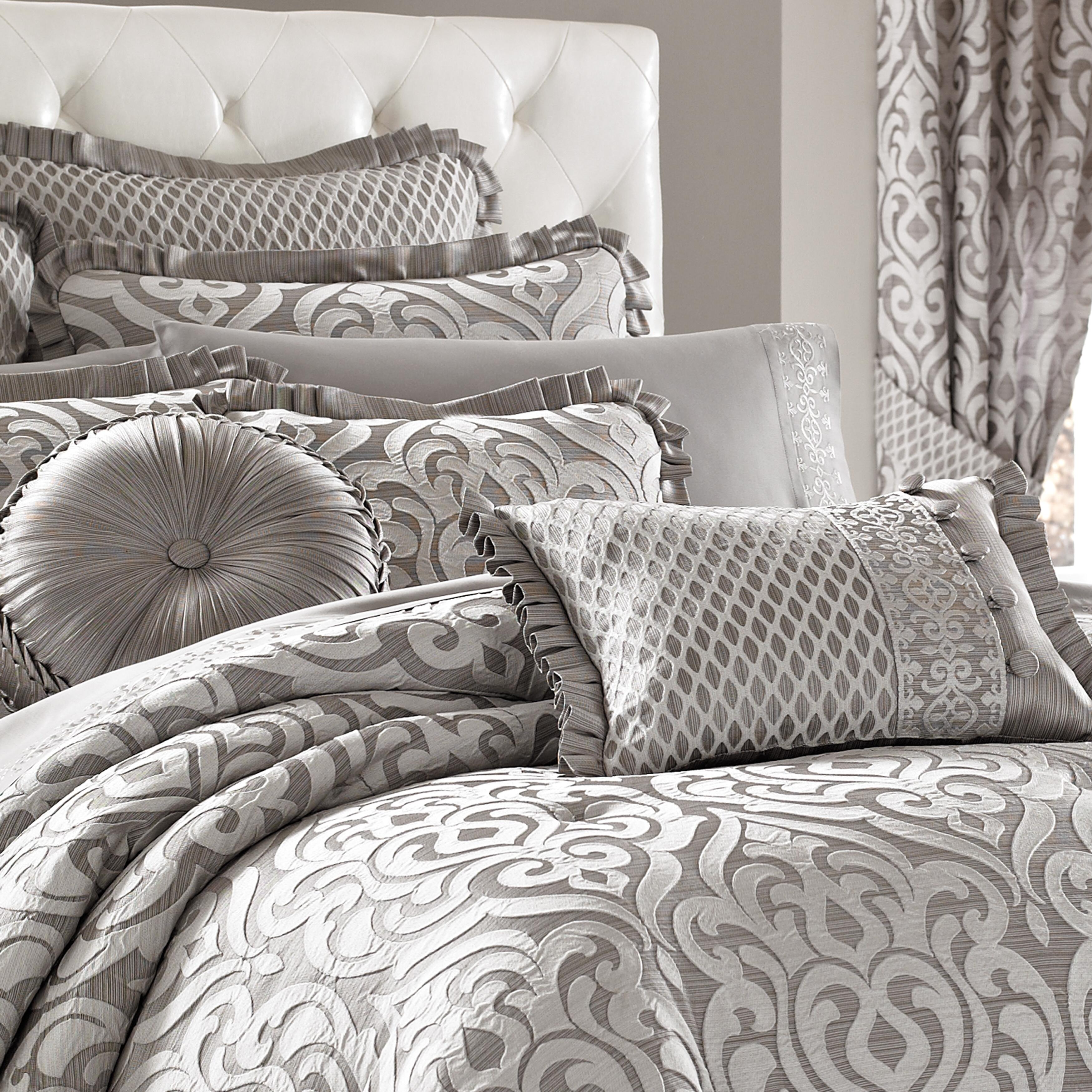 J.Queen New York Luxembourg Silver 4 Piece Piece Comforter Set, Silver, large