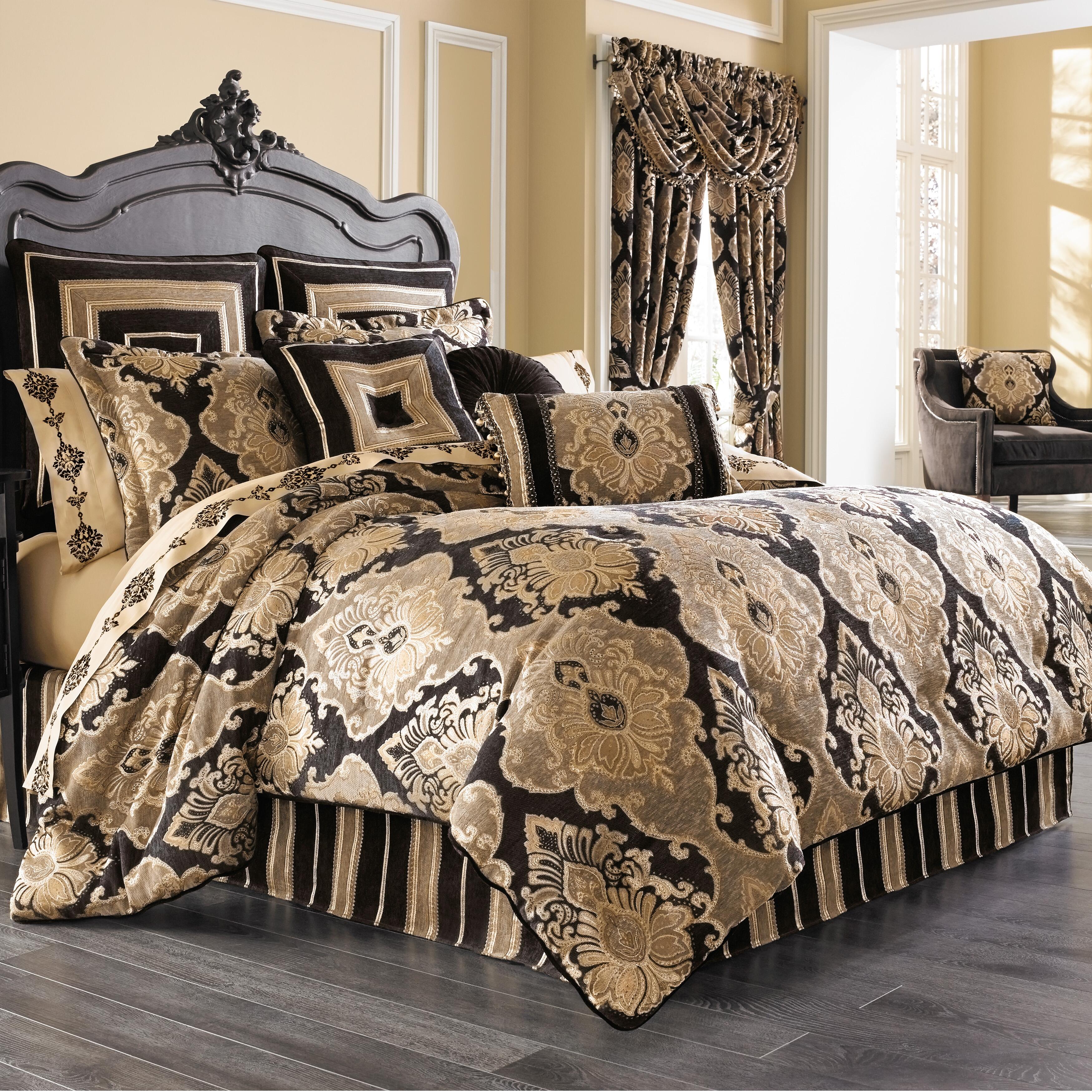 J.Queen New York Bradshaw Black 4 Piece Piece Comforter Set, Black, large