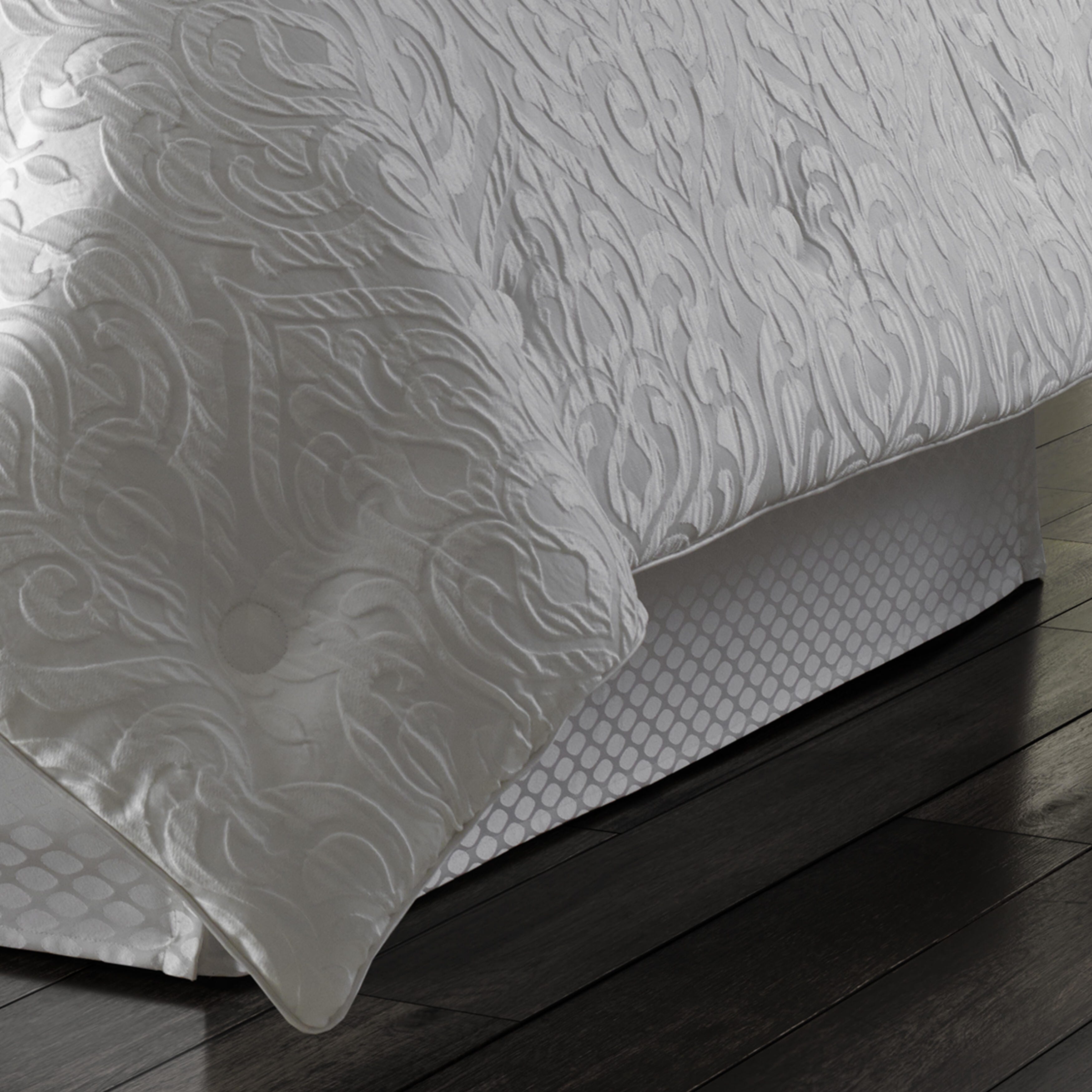 J.Queen New York Astoria White 4 Piece Piece Comforter Set, White, rollover