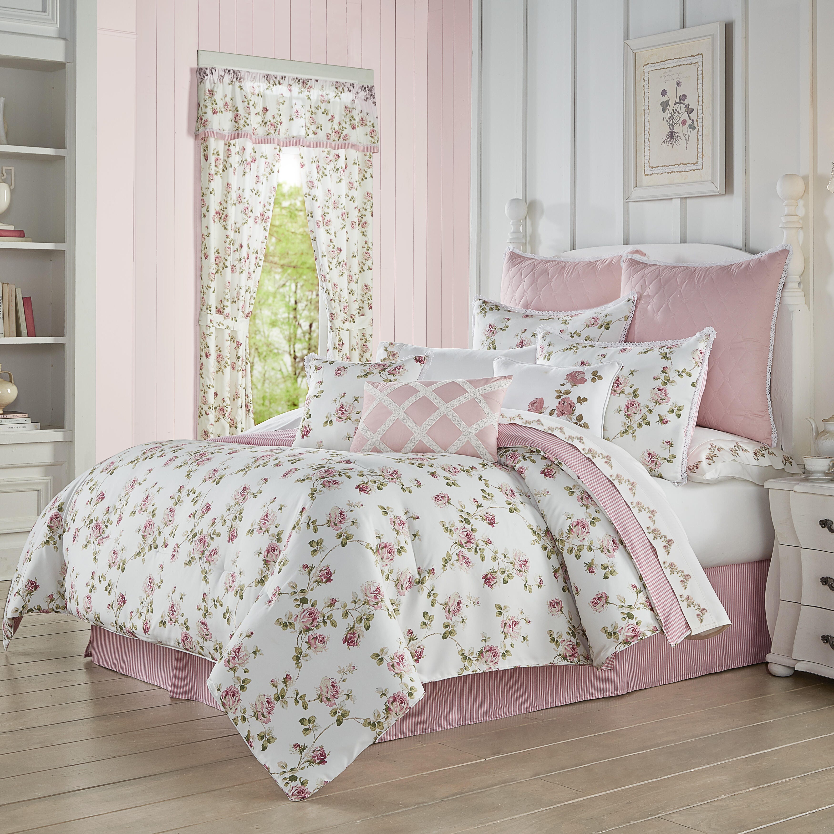 Royal Court Rosemary Full 4 Piece Comforter Set, Rose, large