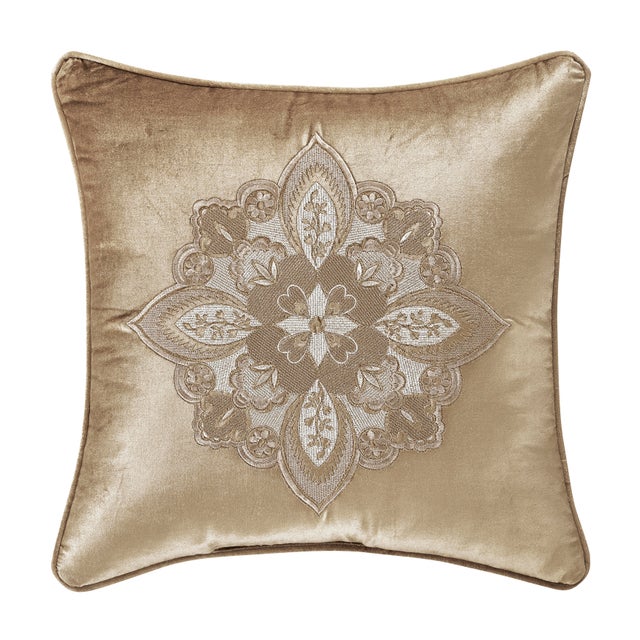 J. Queen New York Sandstone 18" Square Embellished Decorative Throw Pillow