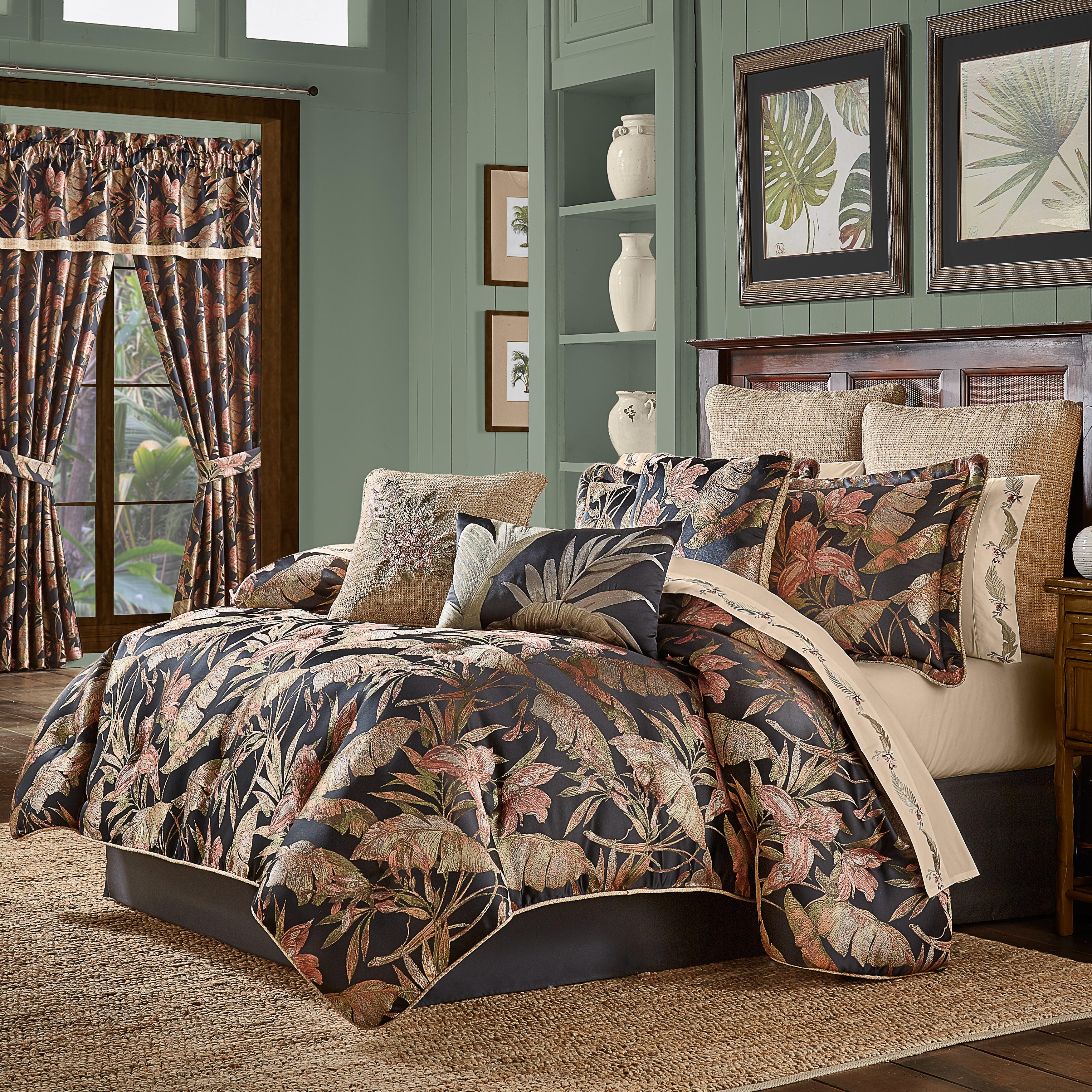 J.Queen New York Martinique 4 Piece Piece Comforter Set, Black, large