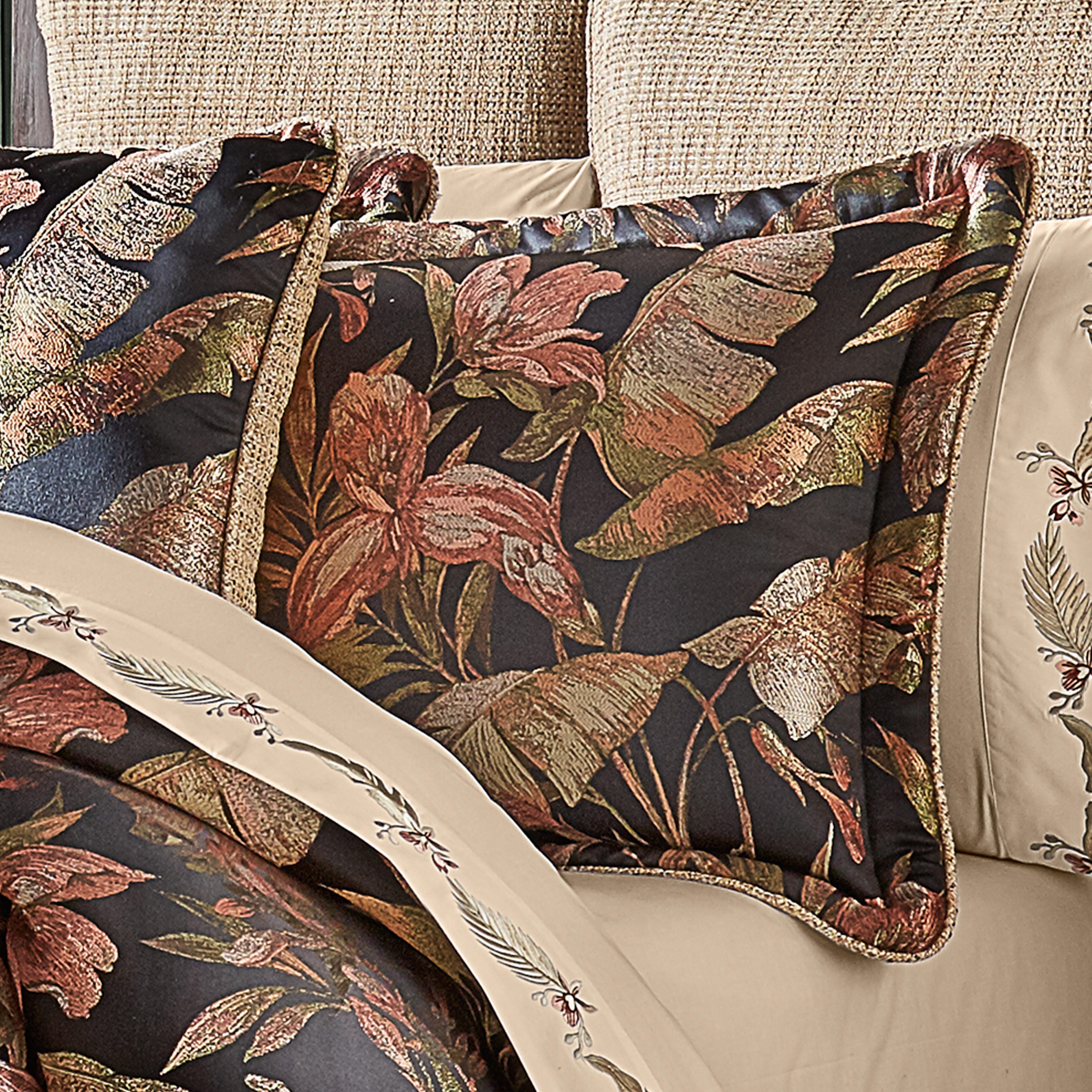 J.Queen New York Martinique 4 Piece Piece Comforter Set, Black, large
