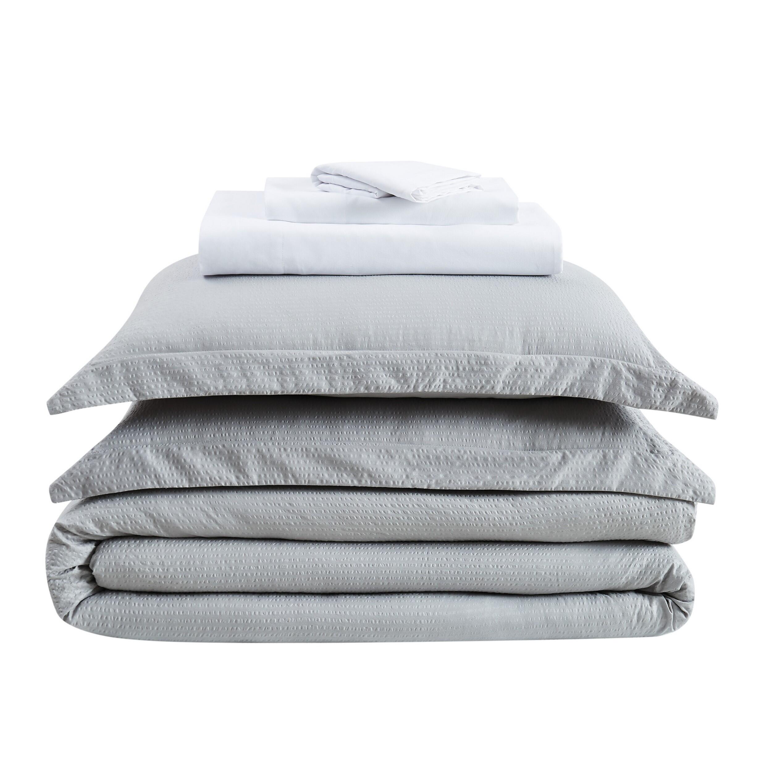 Truly Calm Antimicrobial 7 Piece Full Bed in a Bag, Gray/White, rollover