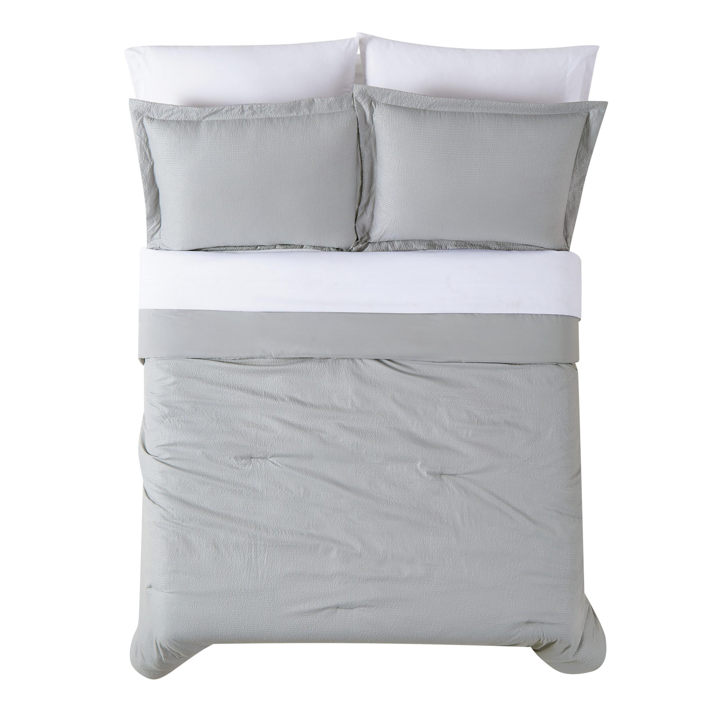Truly Calm Antimicrobial 7 Piece Full Bed in a Bag, Gray/White, large