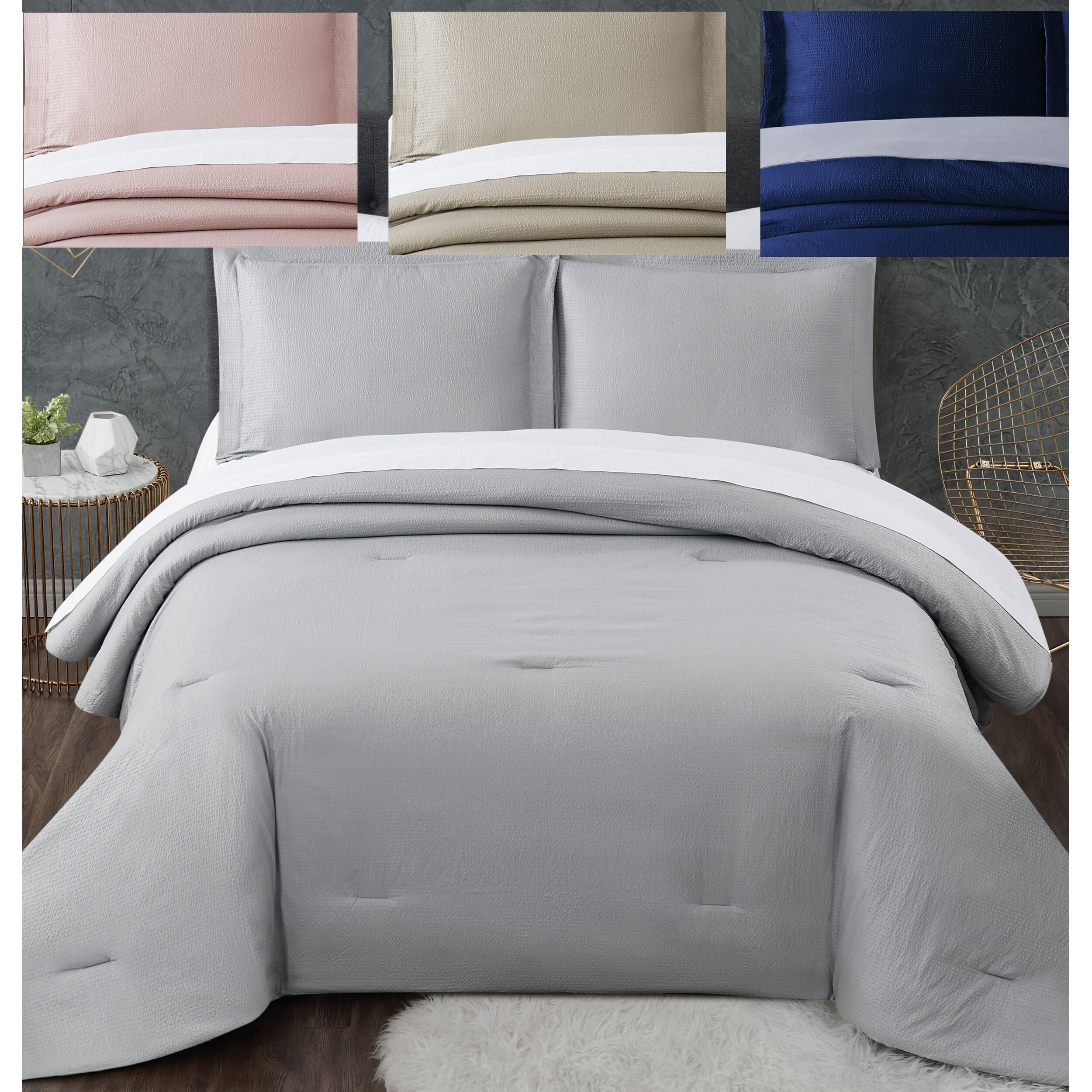 Truly Calm Antimicrobial 5 Piece Twin XL Bed in a Bag, Navy/Gray, large