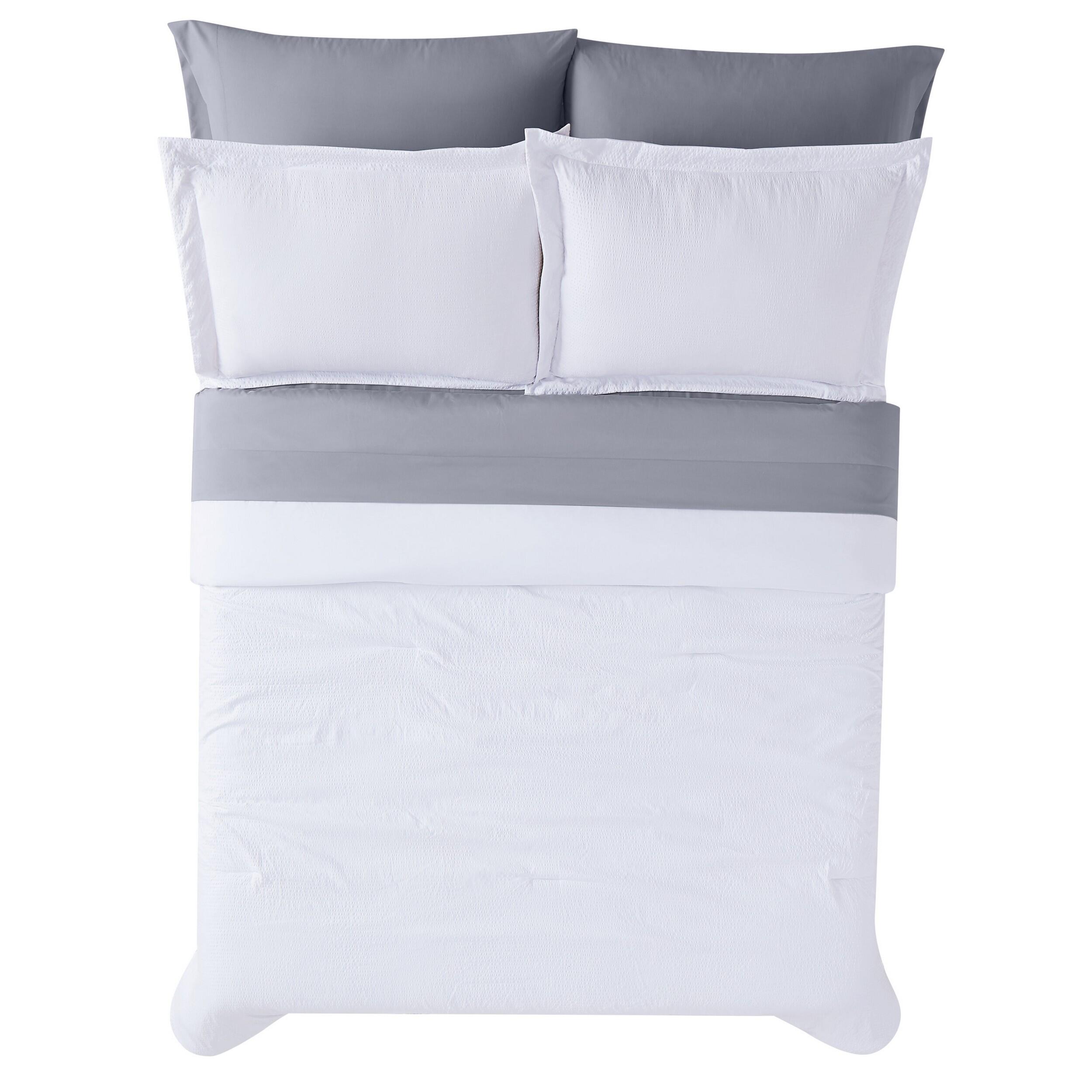 Truly Calm Antimicrobial 5 Piece Twin Bed in a Bag, White/Gray, large