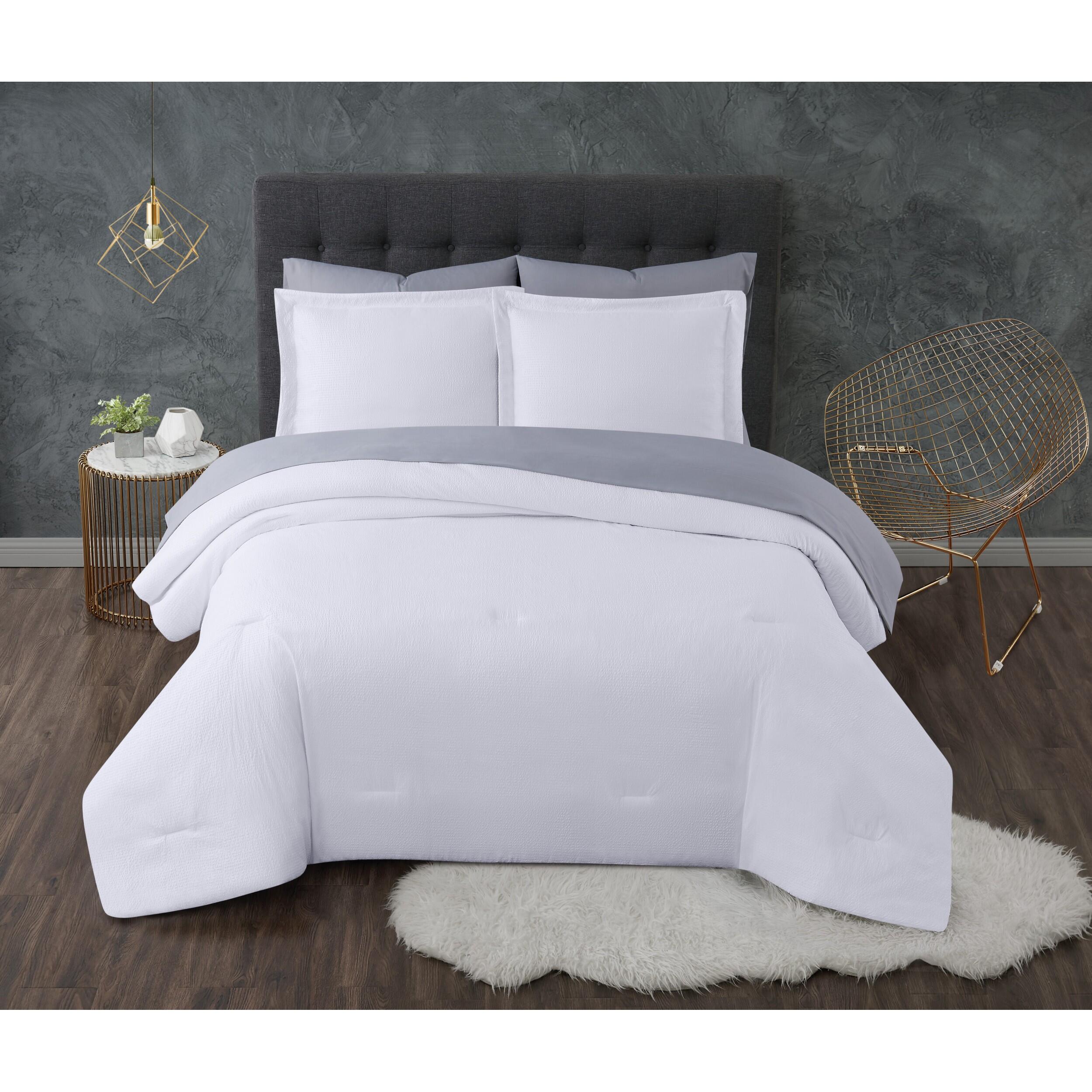 Truly Calm Antimicrobial 5 Piece Twin XL Bed in a Bag, White/Gray, large