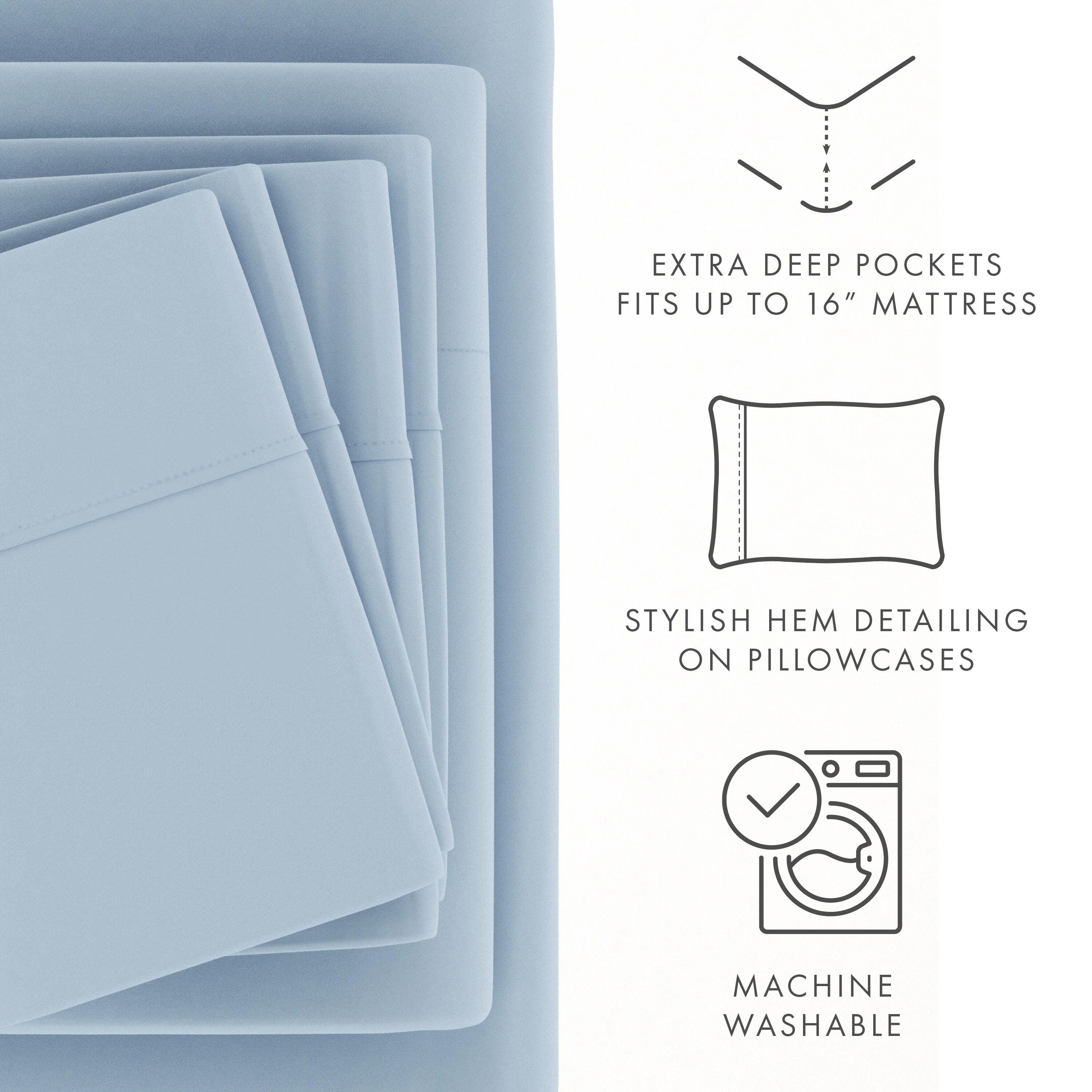 Home Collection Luxury Ultra Soft 4-Piece Twin XL Bed Sheet Set, Light Blue, large