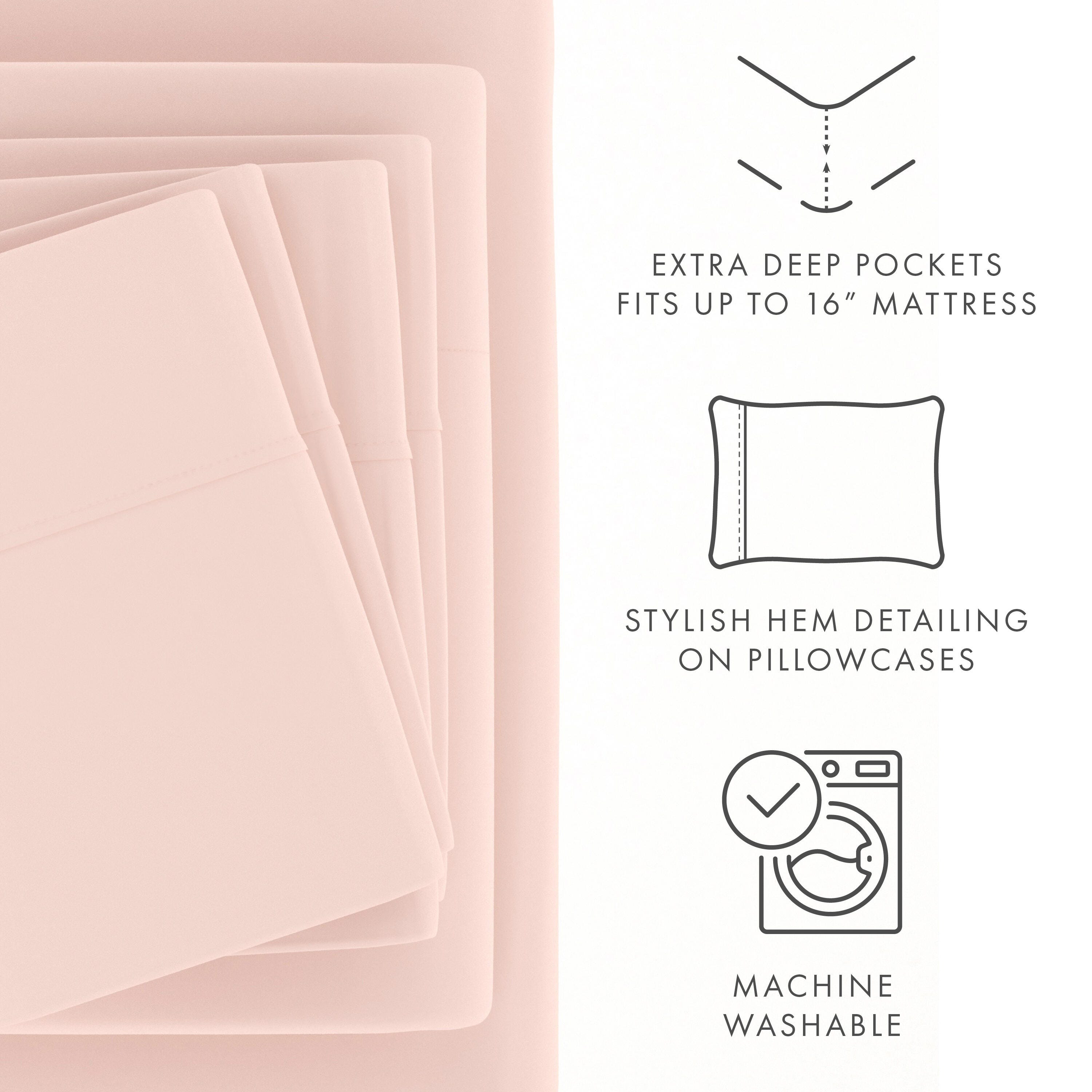Home Collection Luxury Ultra Soft 6-Piece King Bed Sheet Set, Blush, large