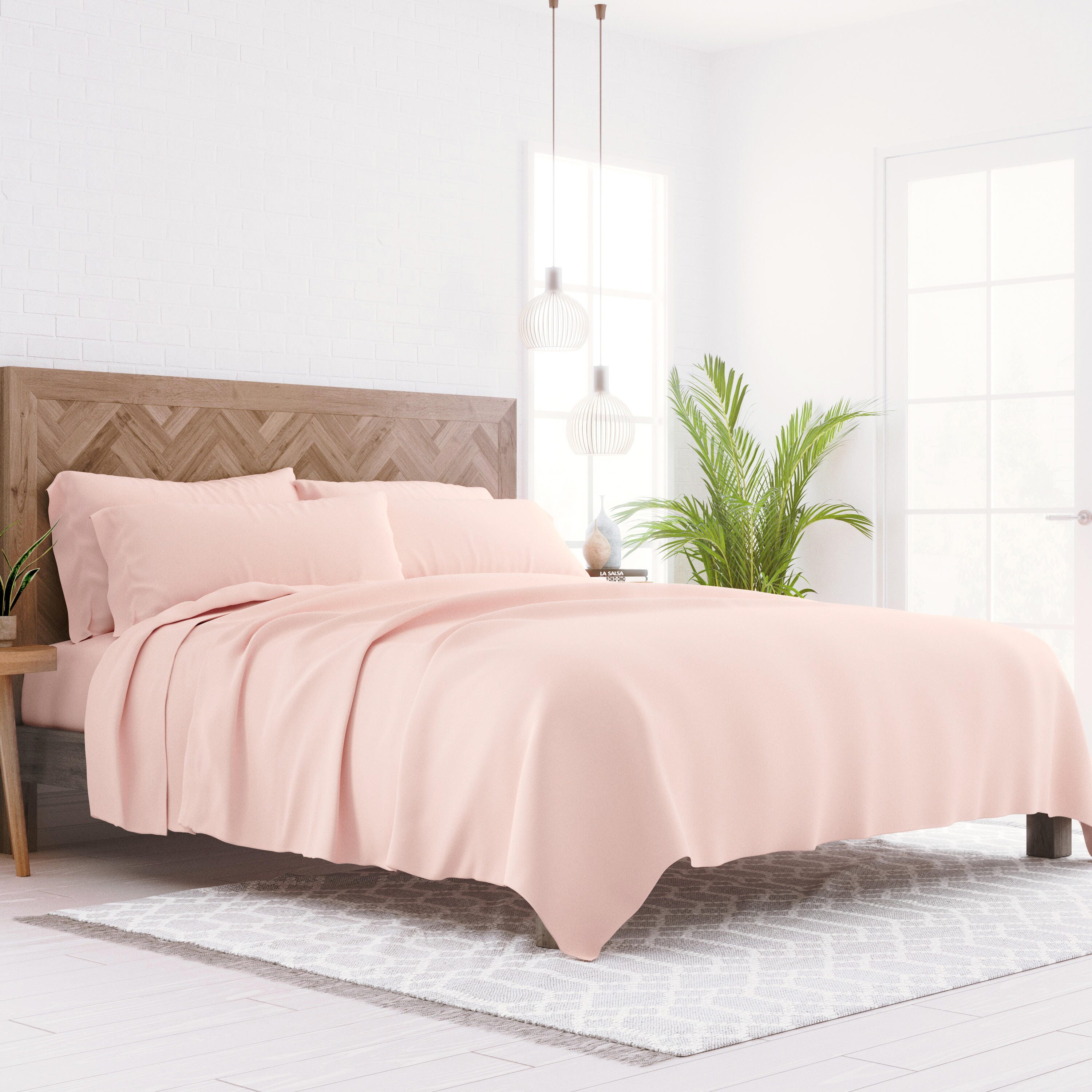 Home Collection Luxury Ultra Soft 6-Piece Queen Bed Sheet Set, Blush, large