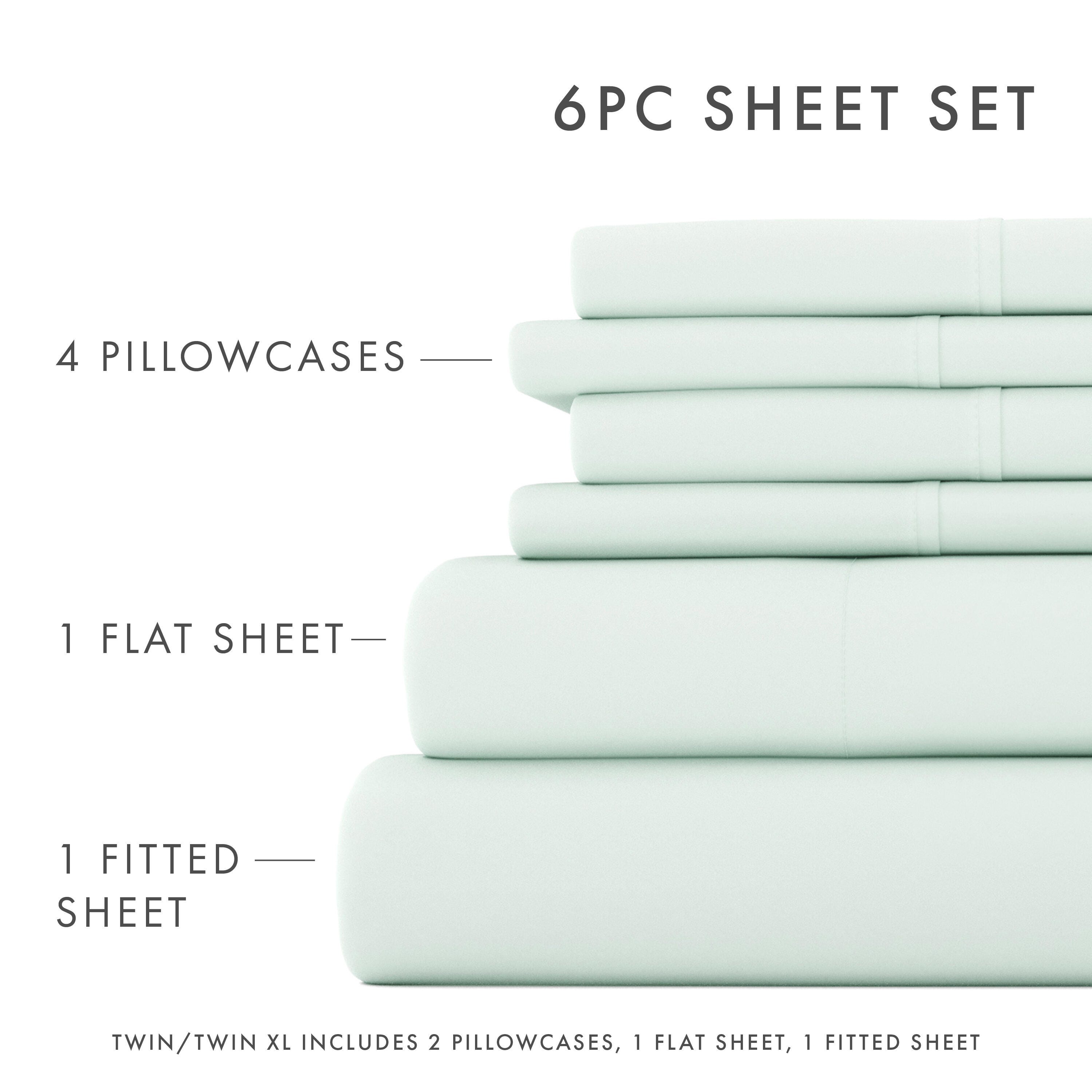 Home Collection Luxury Ultra Soft 6-Piece California King Bed Sheet Set, Mint, large