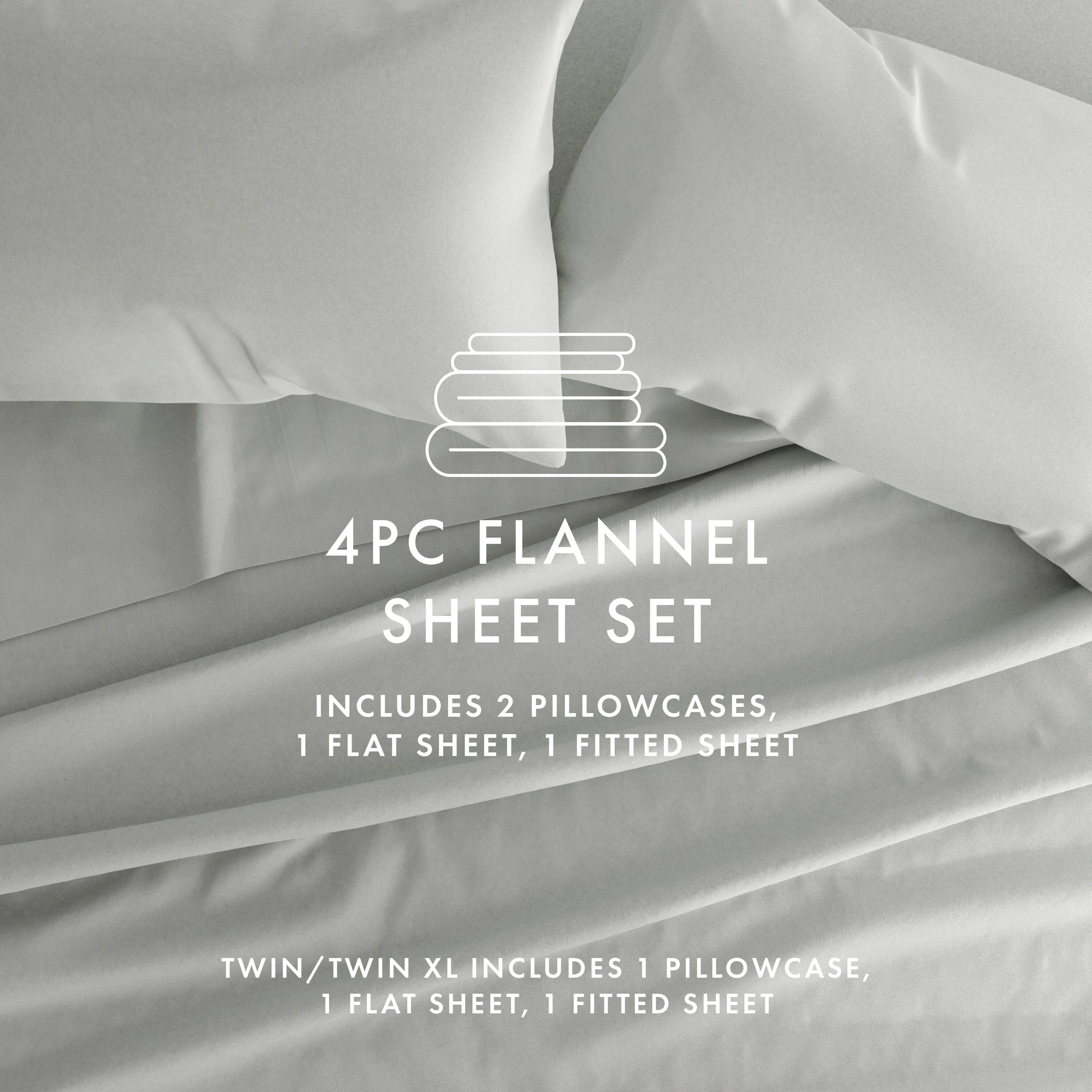 Home Collection Premium 4-Piece Ultra Soft Flannel Queen Bed Sheet Set, Ash Gray, large