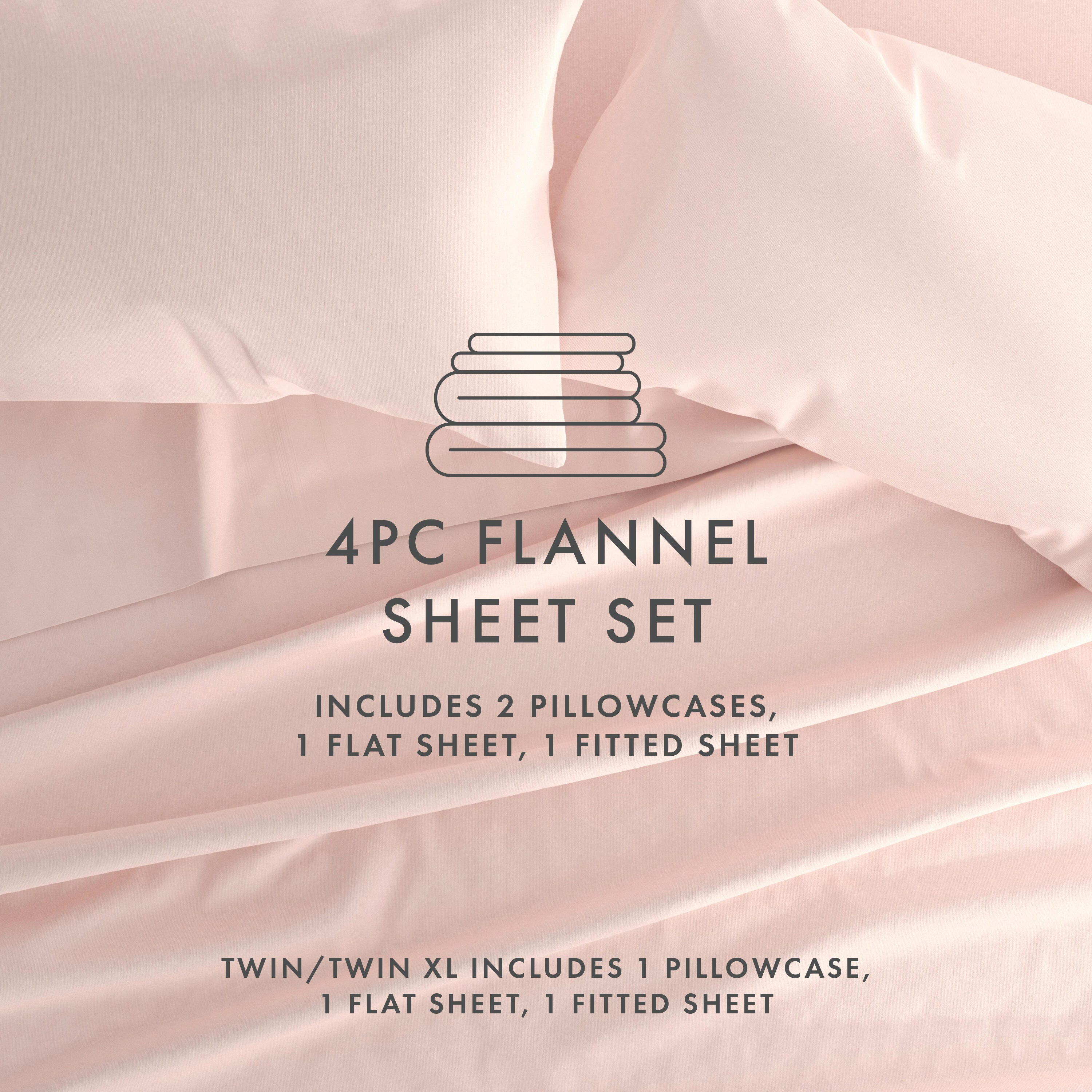 Home Collection Premium 4-Piece Ultra Soft Flannel King Bed Sheet Set, Blush, large