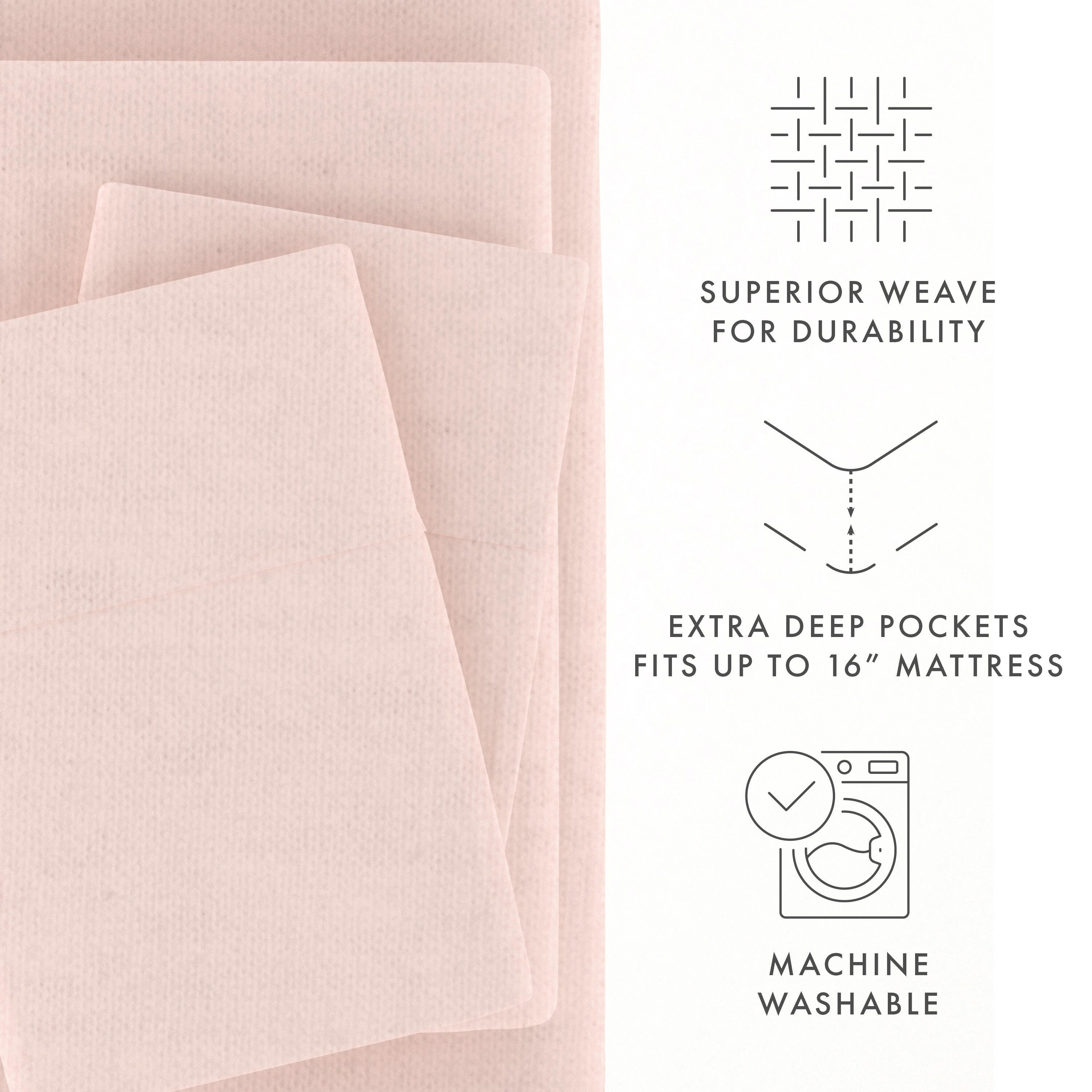 Home Collection Premium 4-Piece Ultra Soft Flannel Queen Bed Sheet Set, Blush, large