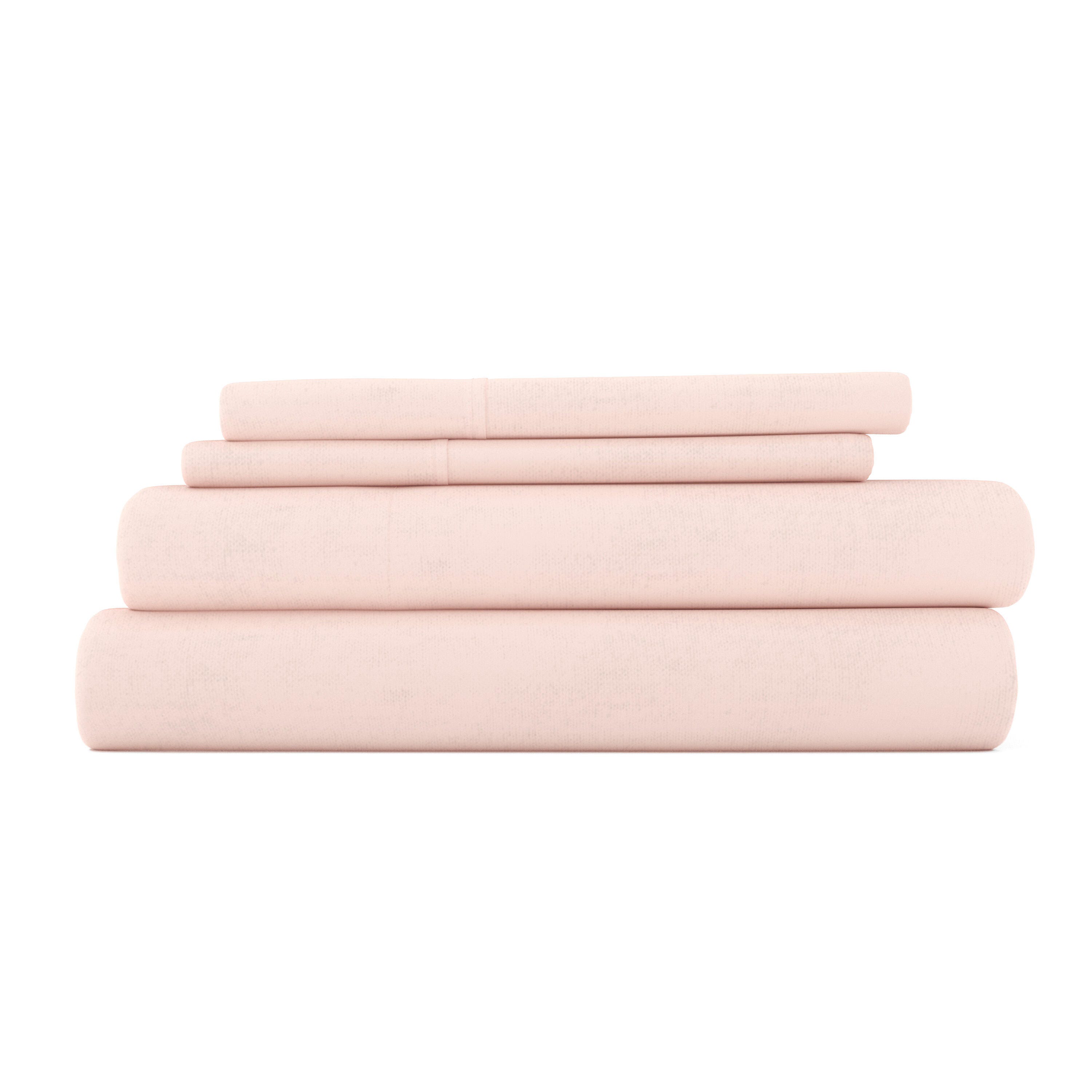 Home Collection Premium 3-Piece Ultra Soft Flannel Twin Bed Sheet Set, Blush, rollover