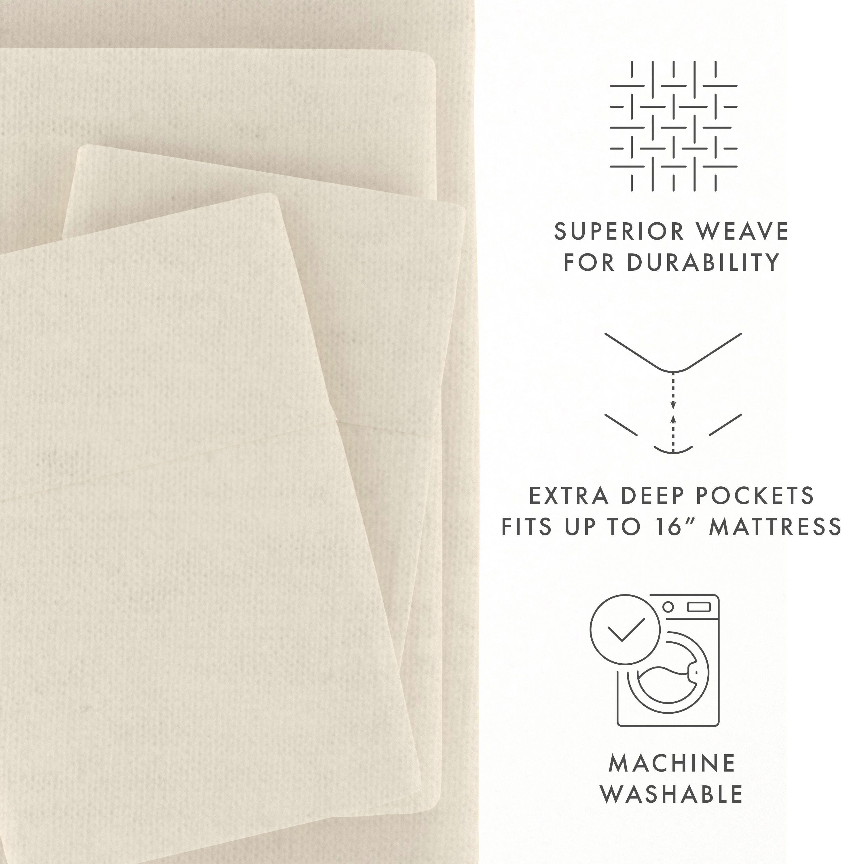 Home Collection Premium 4-Piece Ultra Soft Flannel King Bed Sheet Set, Ivory, large