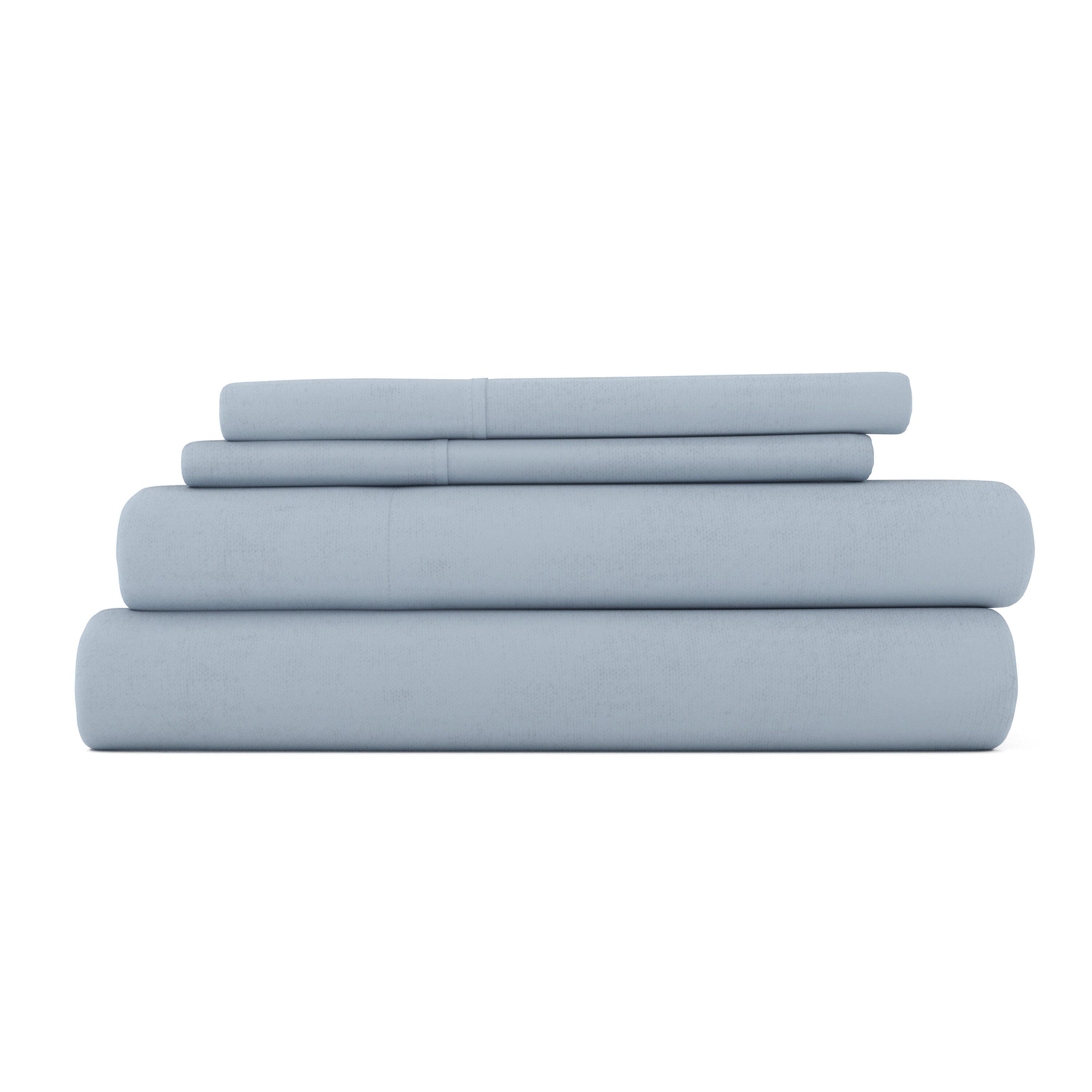 Home Collection Premium 4-Piece Ultra Soft Flannel Full Bed Sheet Set, Light Navy, rollover