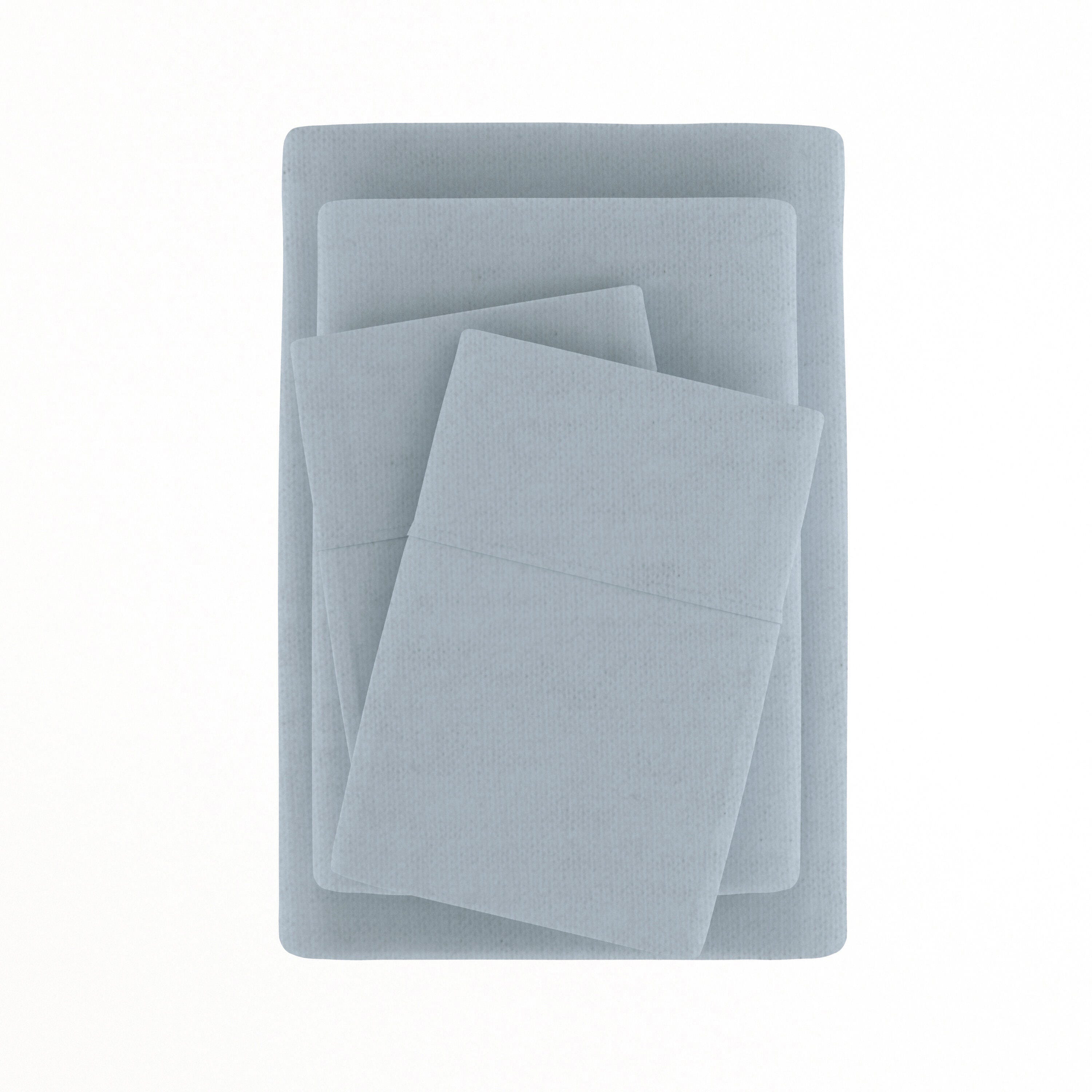 Home Collection Premium 4-Piece Ultra Soft Flannel Full Bed Sheet Set, Light Navy, large
