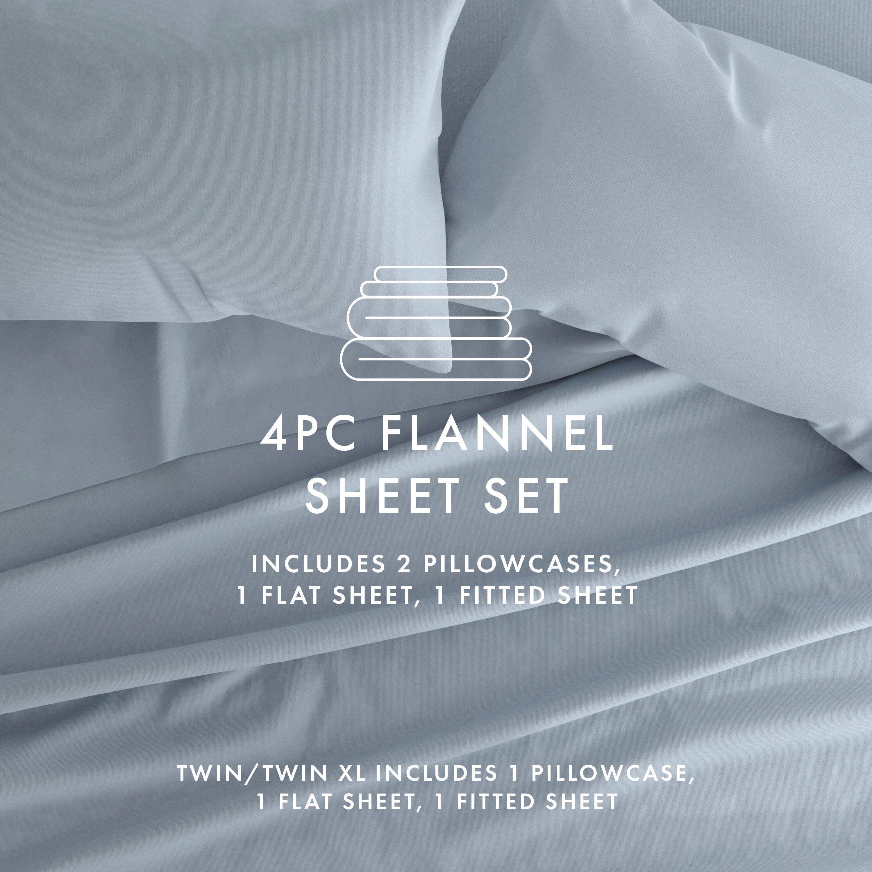 Home Collection Premium 4-Piece Ultra Soft Flannel Full Bed Sheet Set, Light Navy, large