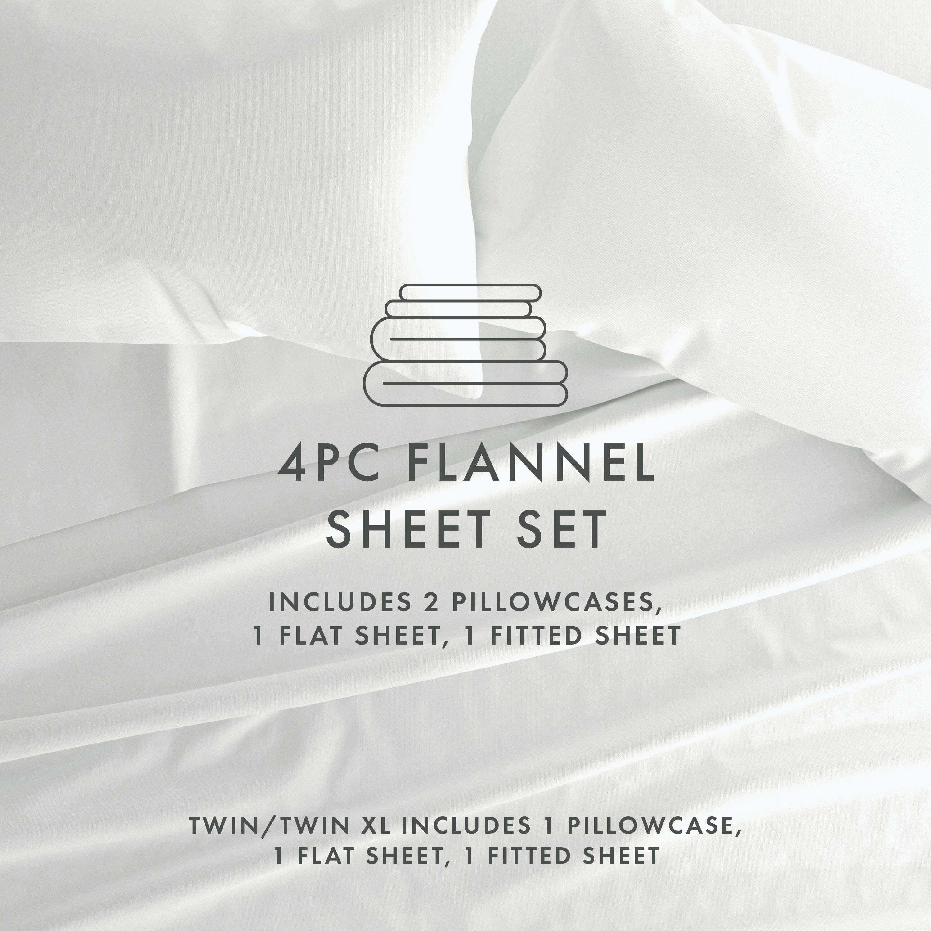 Home Collection Premium 4-Piece Ultra Soft Flannel Queen Bed Sheet Set, White, large