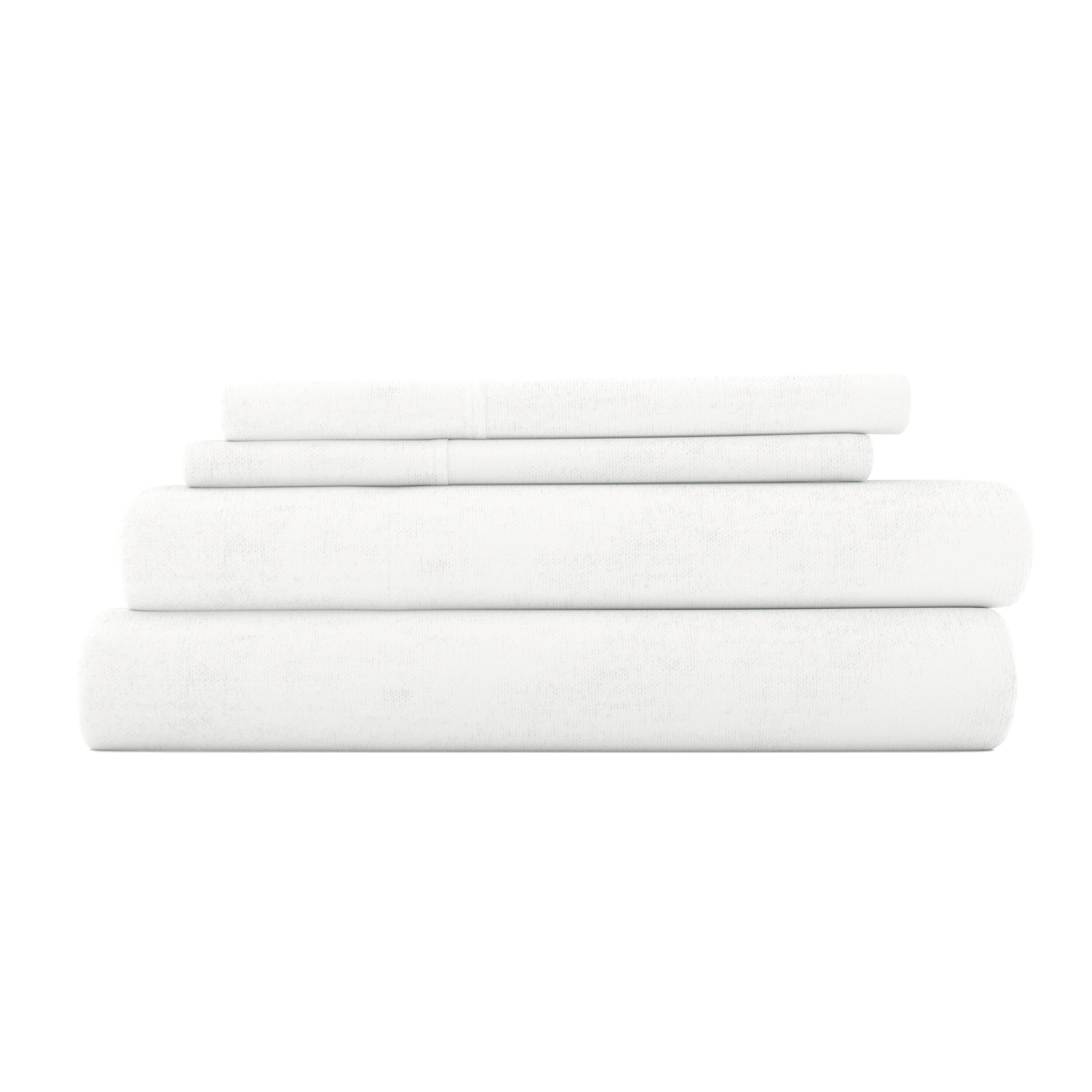 Home Collection Premium 3-Piece Ultra Soft Flannel Twin Bed Sheet Set, White, rollover