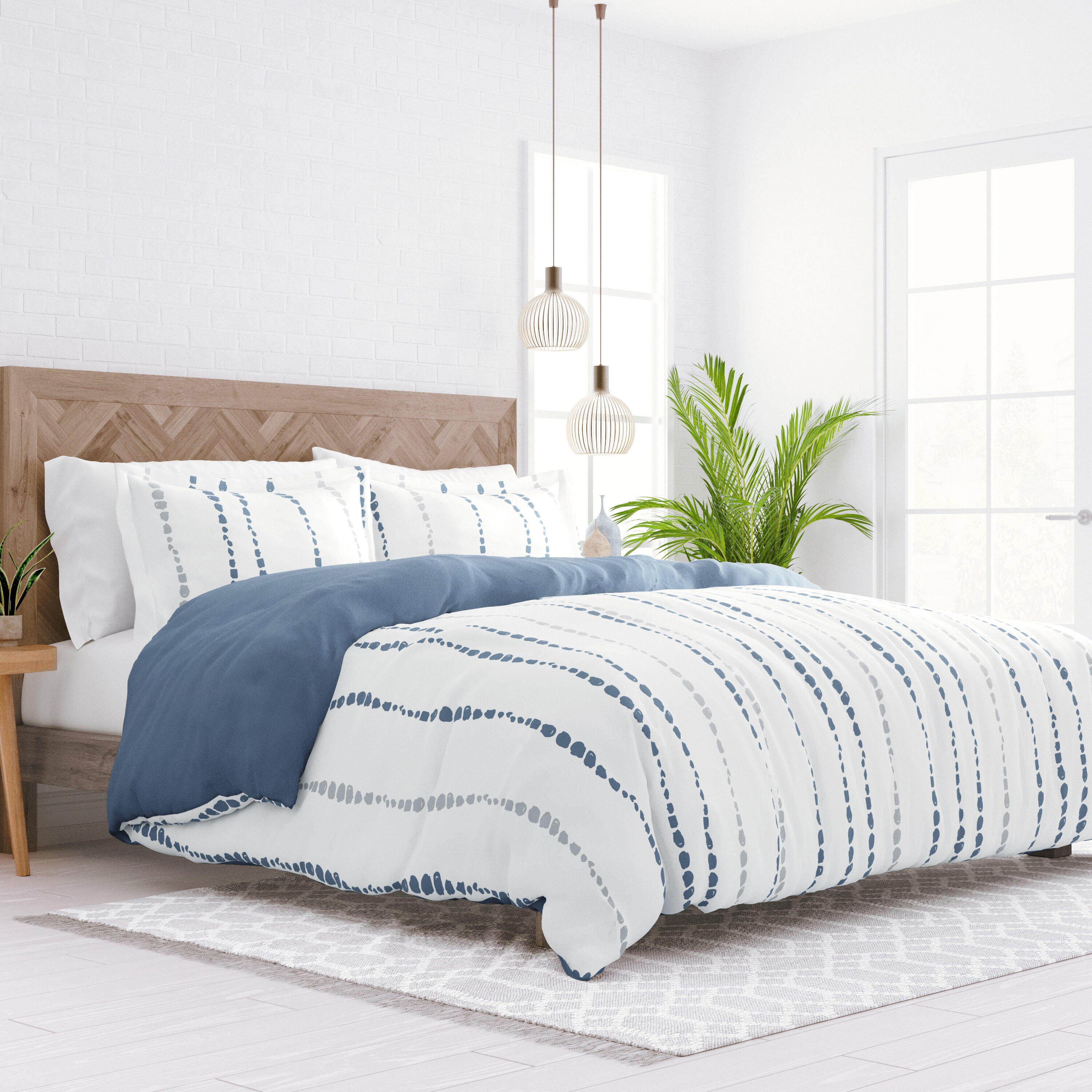 Home Collection Premium Ultra Soft Urban Vibe Pattern 3-Piece Reversible Queen Duvet Cover Set, Navy, large