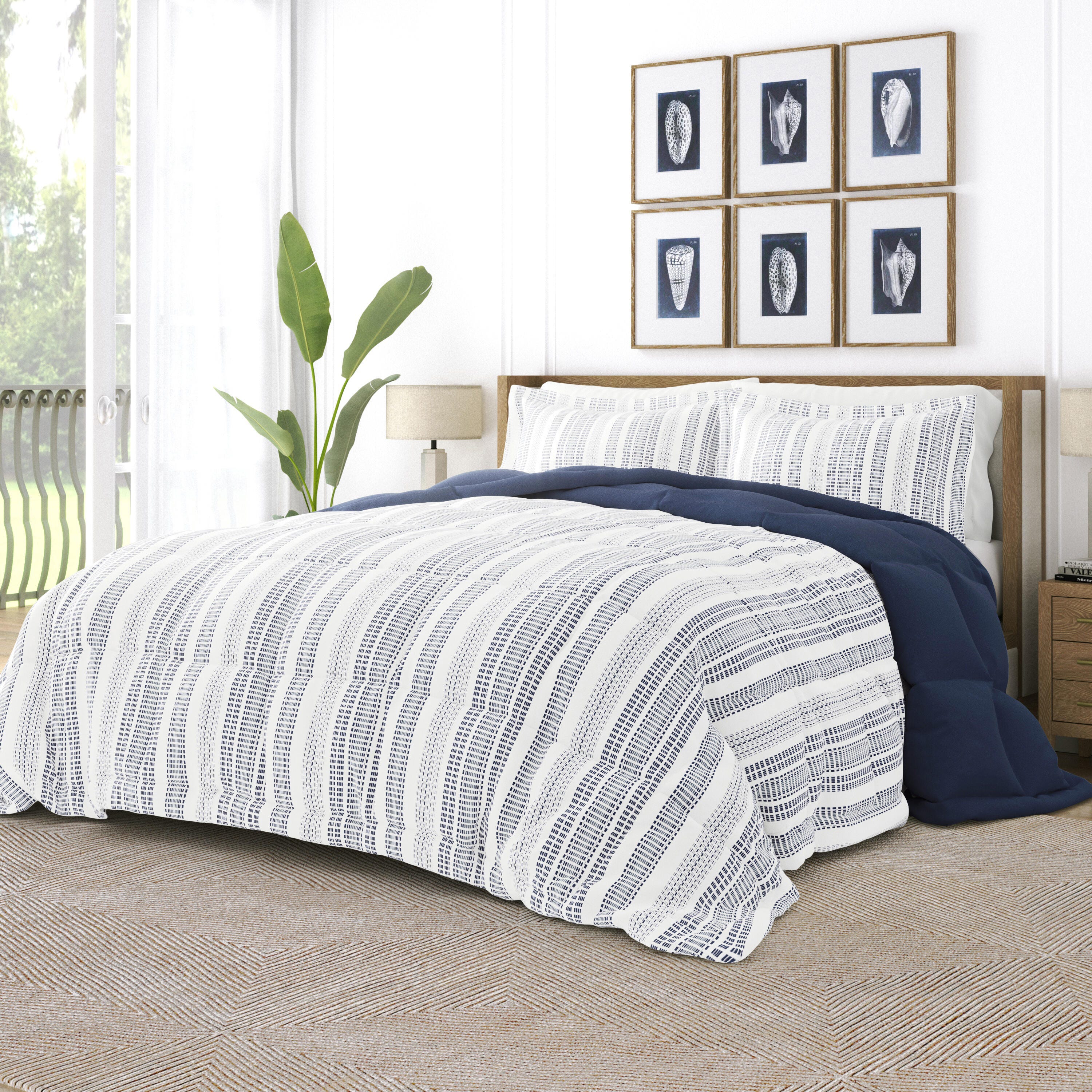 Home Collection Premium Down Alternative Farmhouse Dreams Reversible Twin Comforter Set, Navy, large