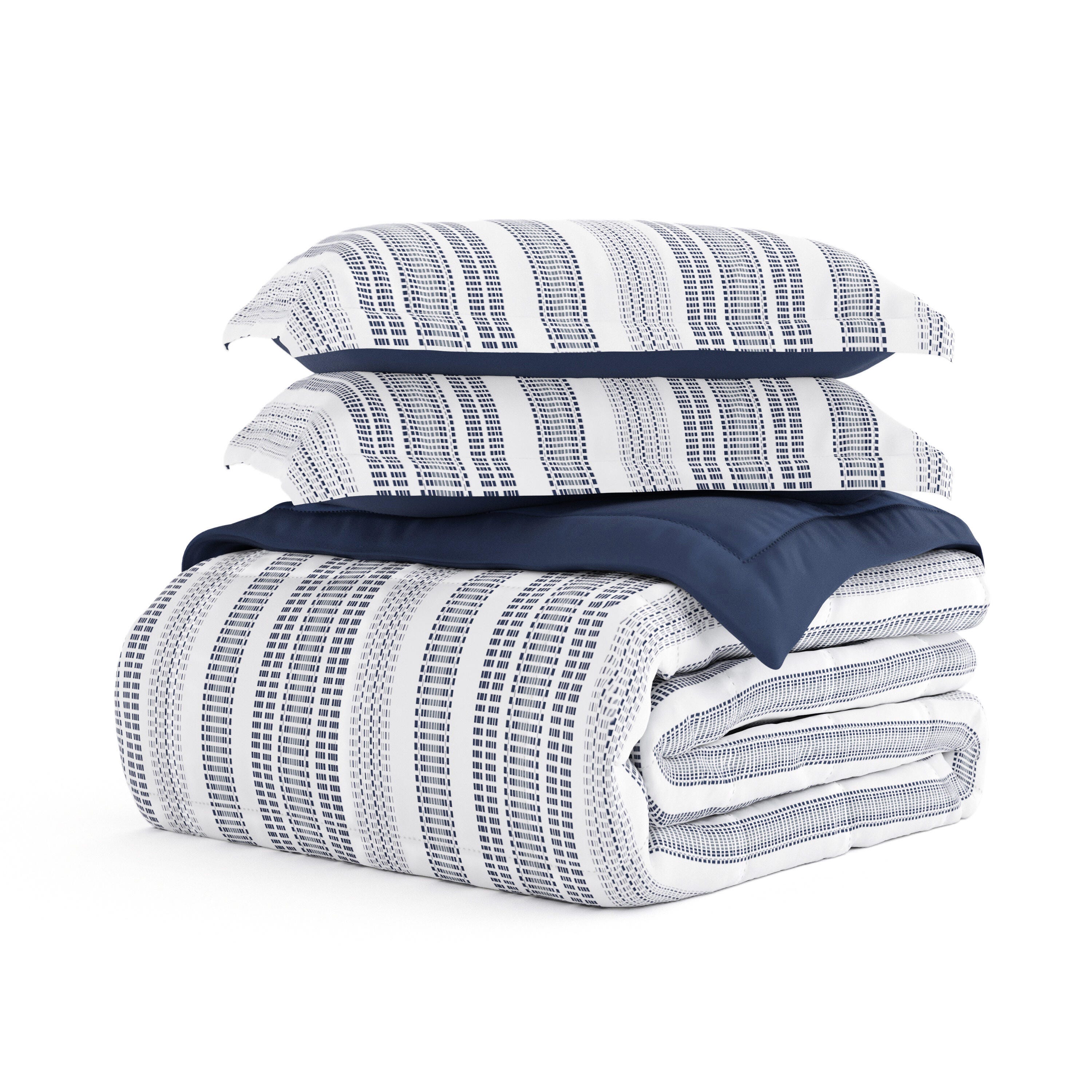 Home Collection Premium Down Alternative Farmhouse Dreams Reversible Twin Comforter Set, Navy, large